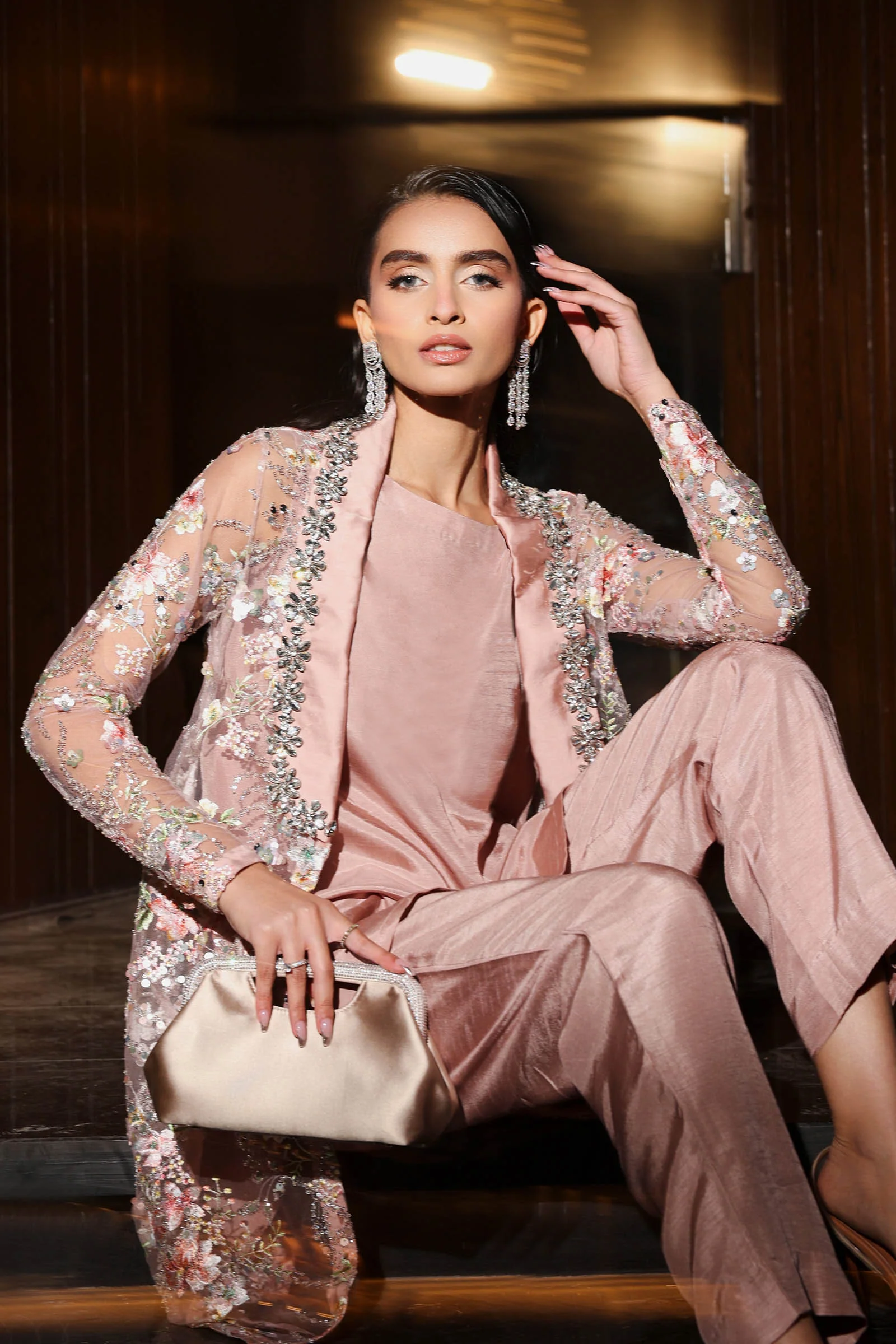 3 Piece Embroidered Net Suit - Image 3