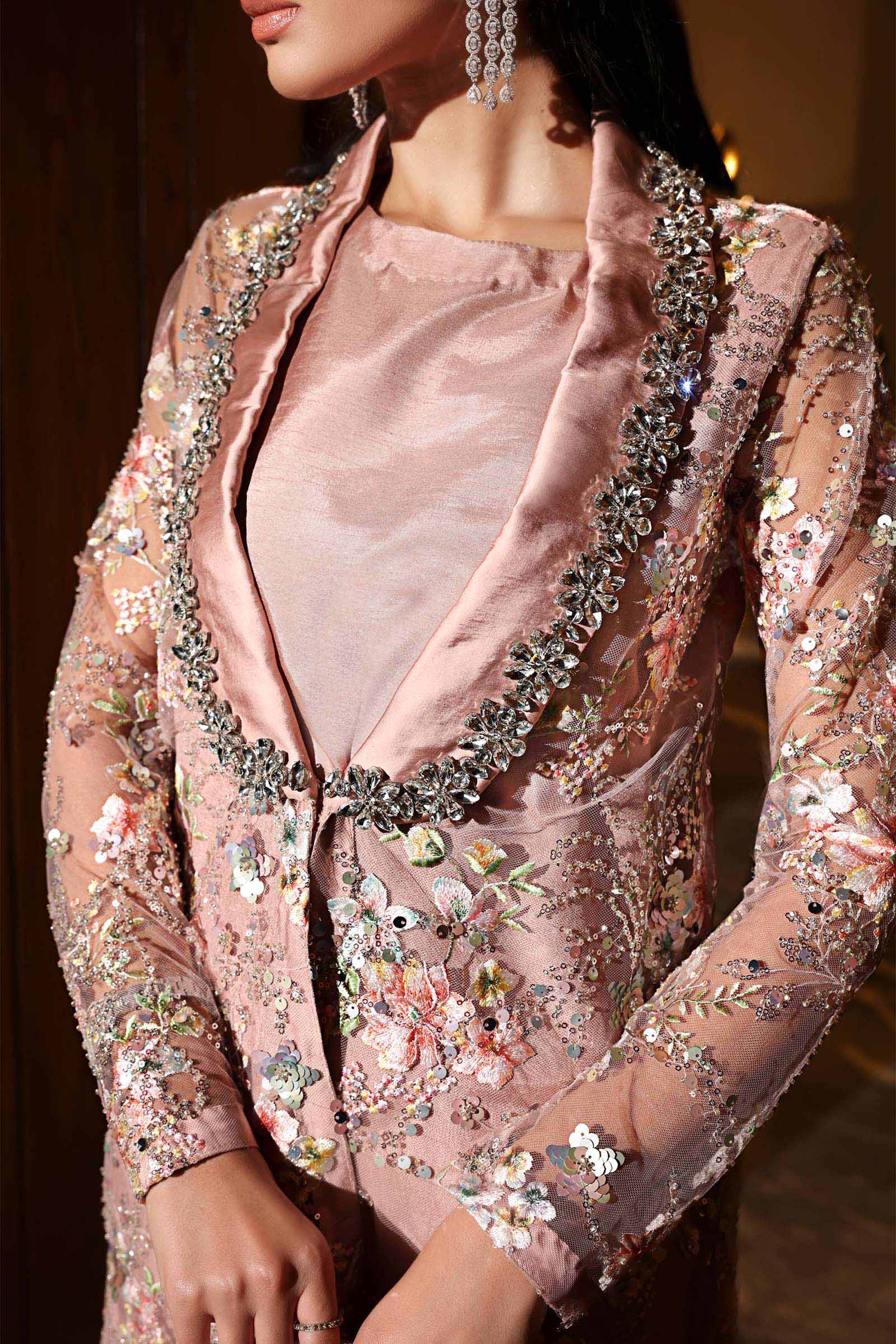 3 Piece Embroidered Net Suit - Image 6