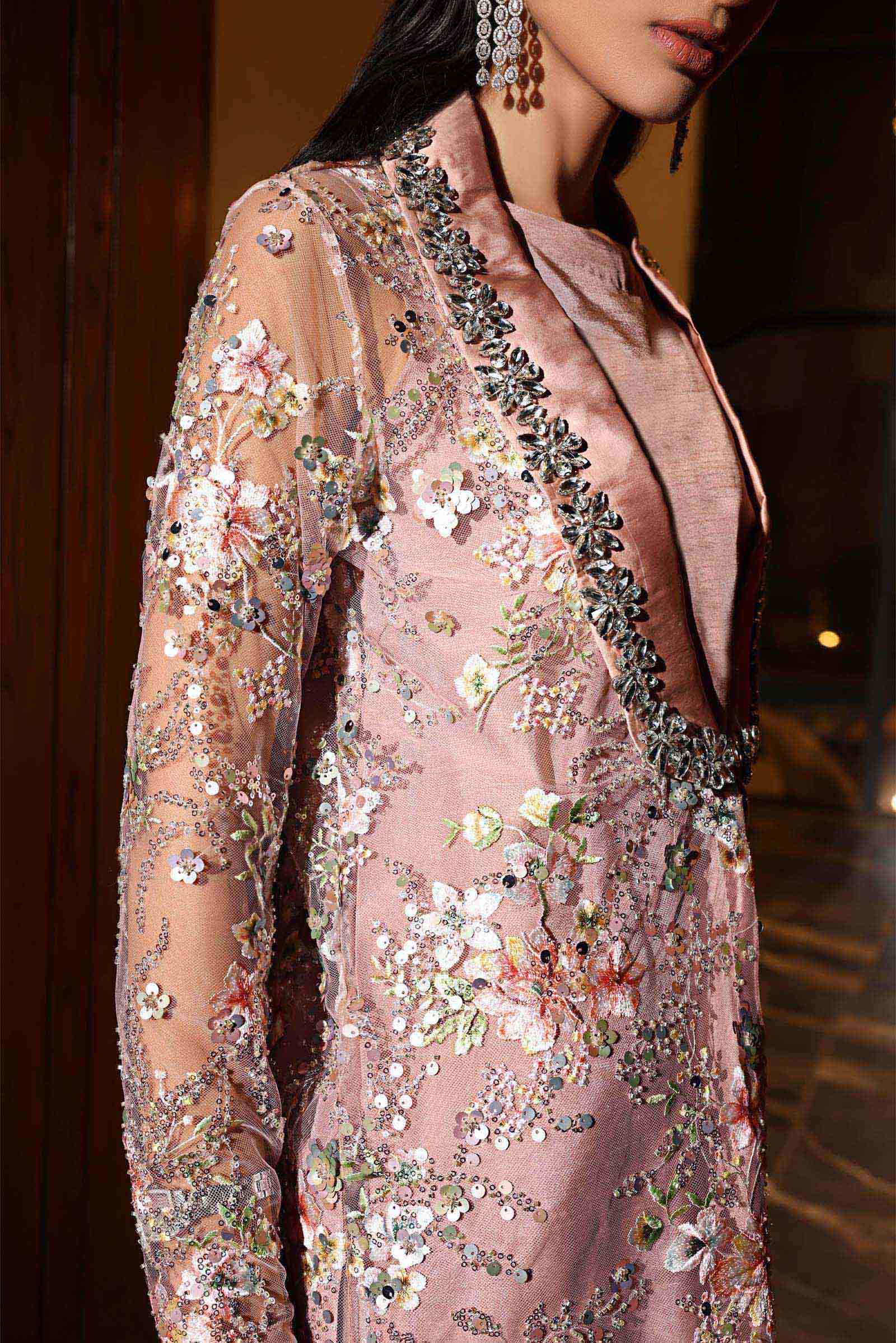 3 Piece Embroidered Net Suit - Image 7