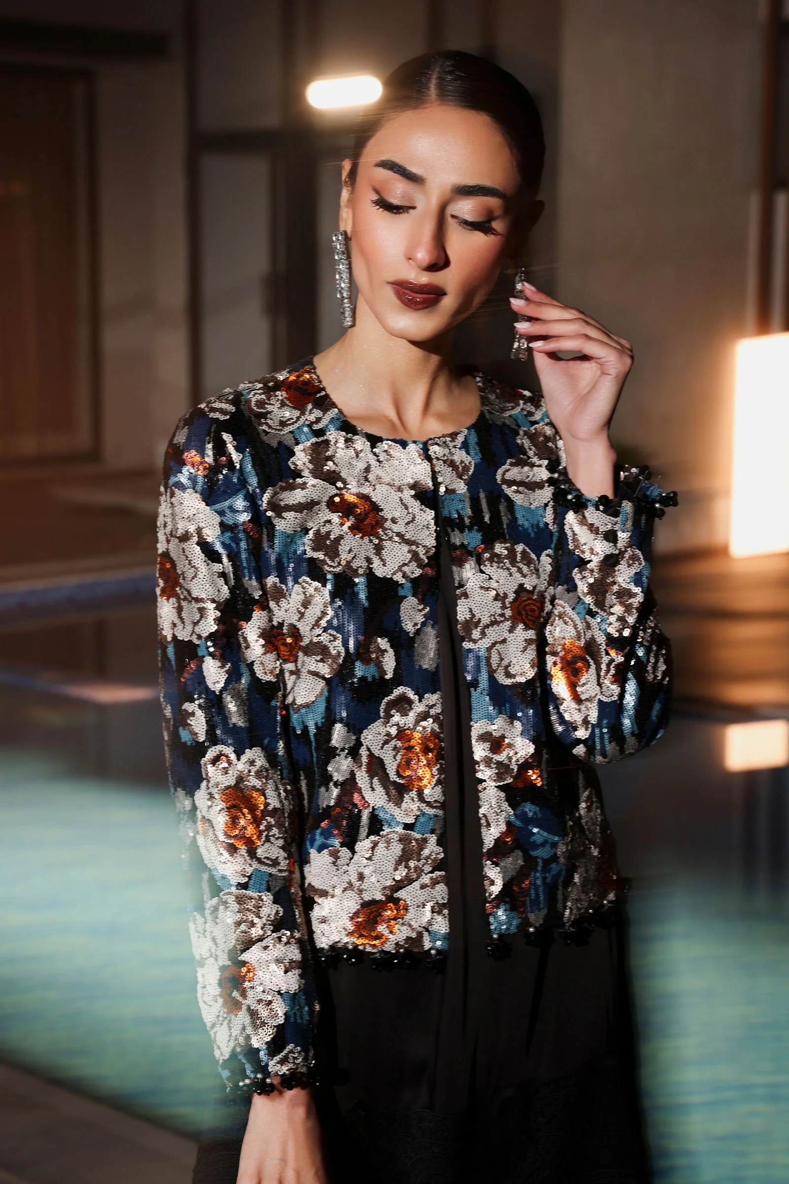 3 Piece Embellished Net Suit - Image 2