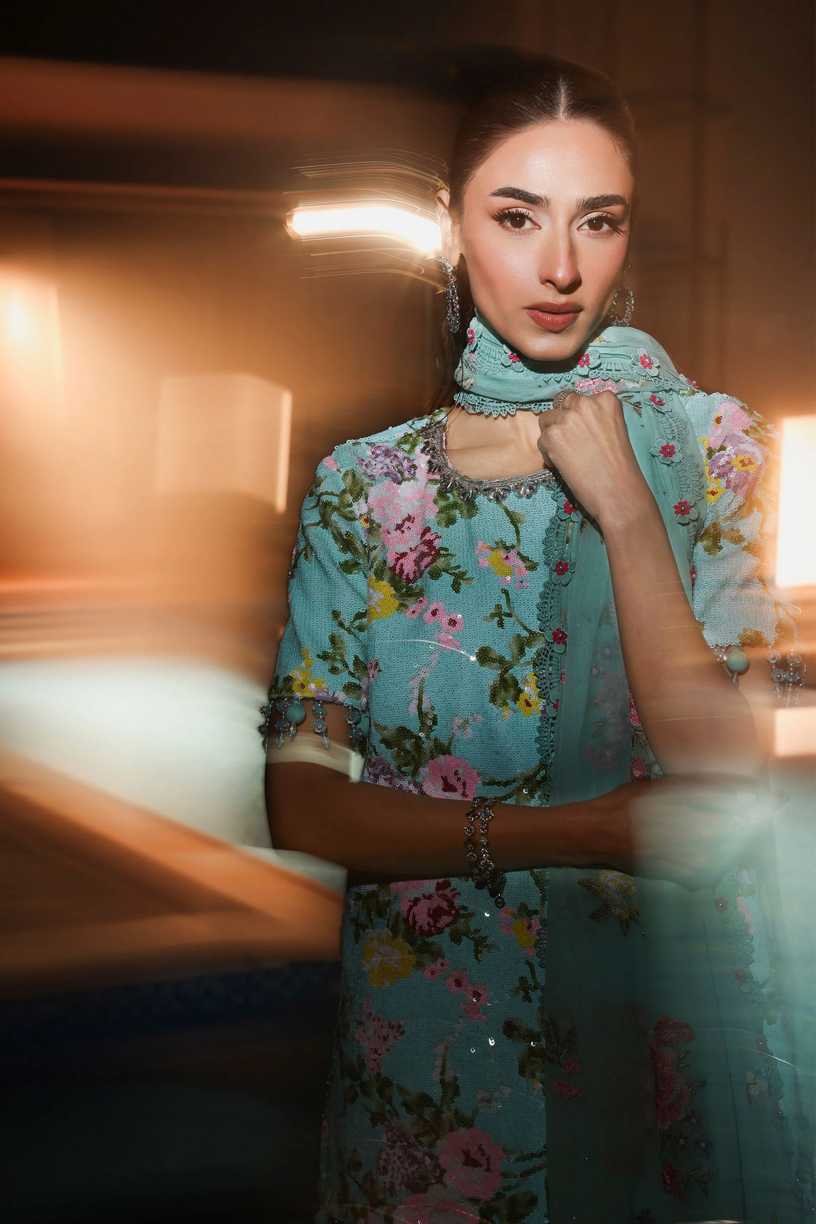 3 Piece Embroidered Net Suit - Image 2