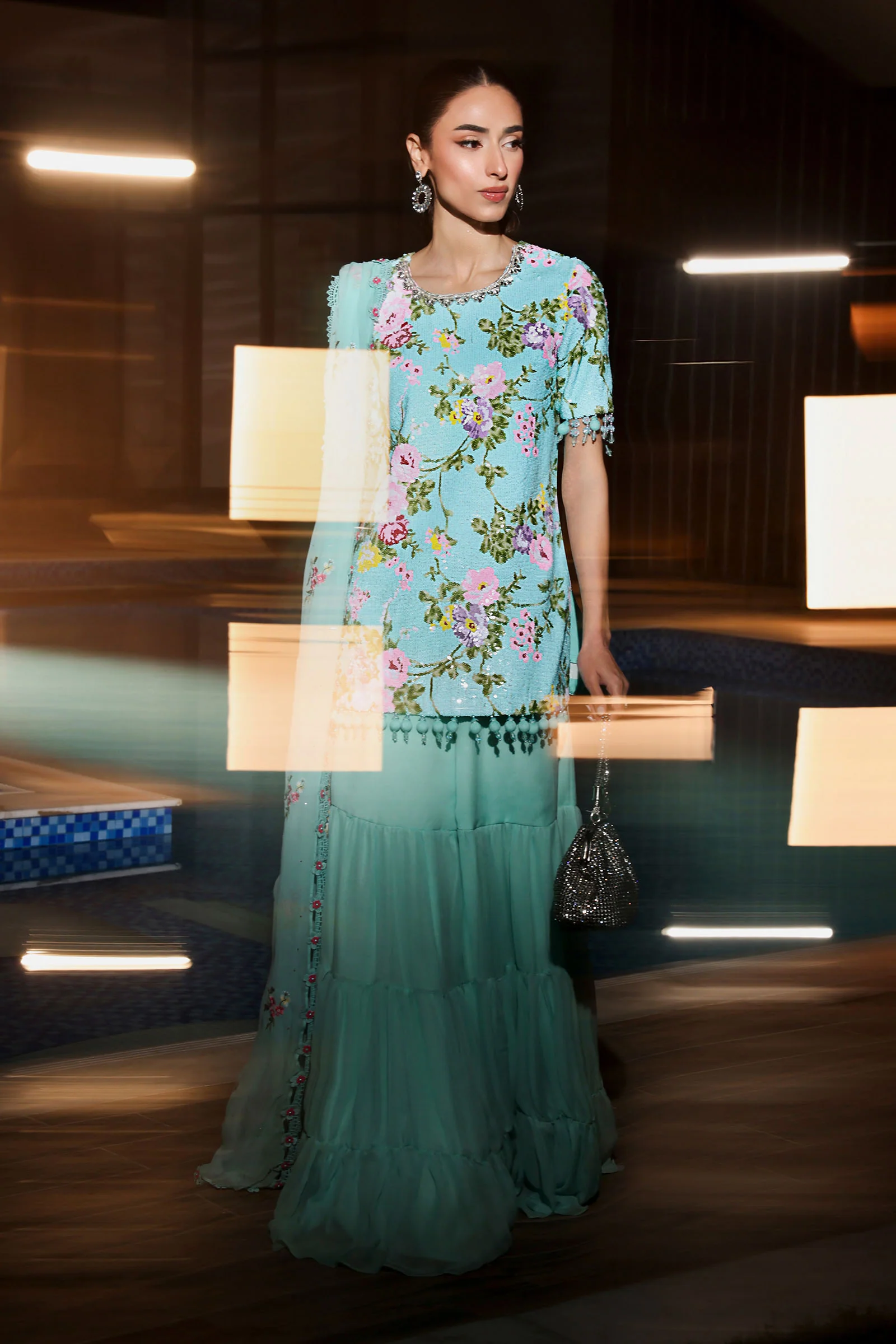 3 Piece Embroidered Net Suit - Image 4
