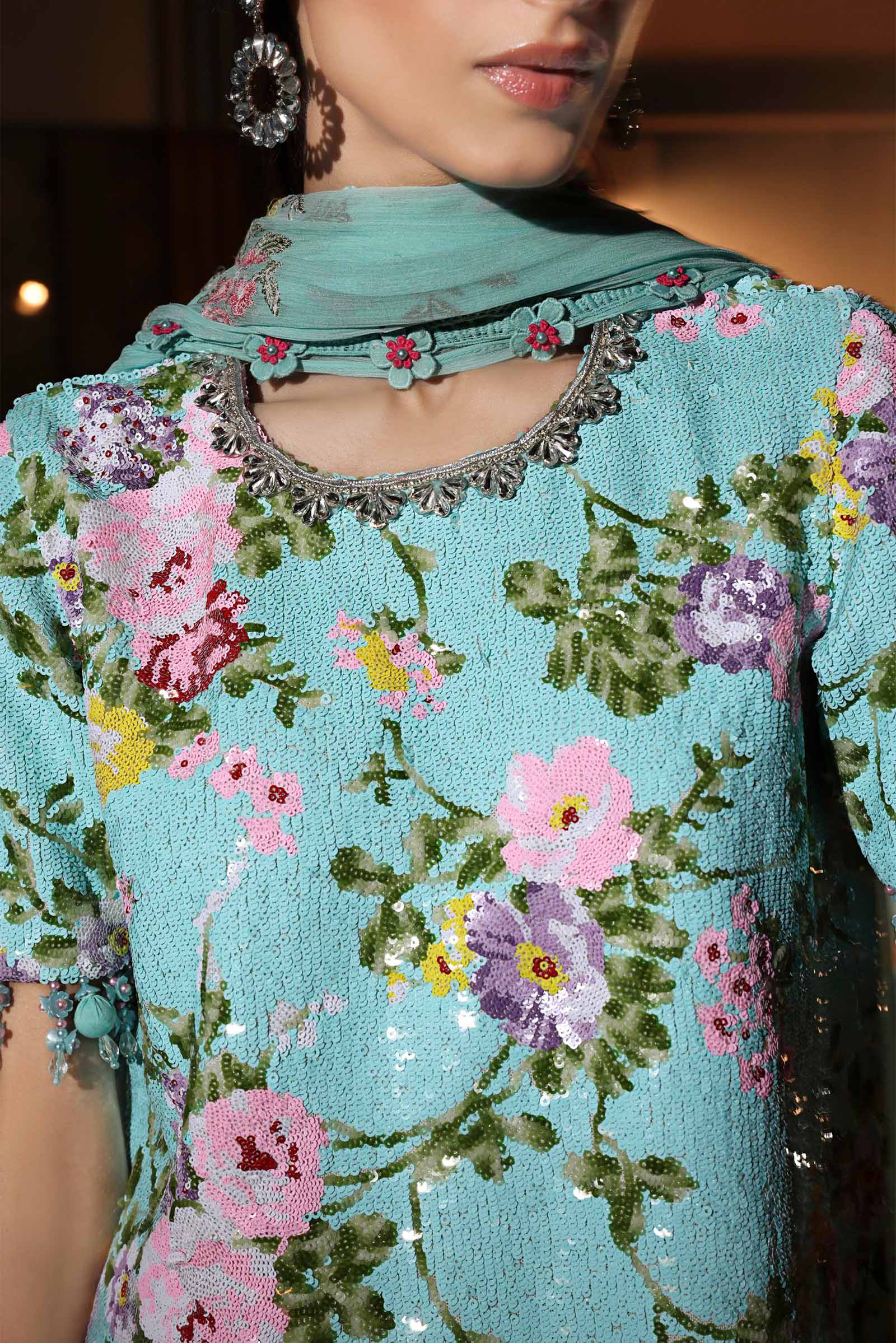 3 Piece Embroidered Net Suit - Image 5