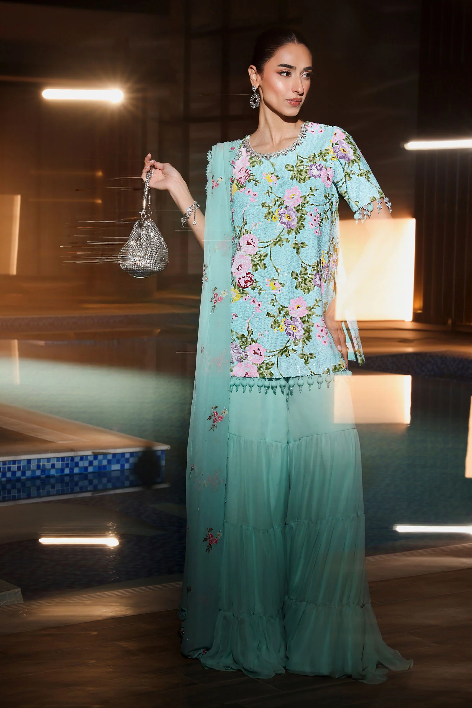 3 Piece Embroidered Net Suit - Image 7