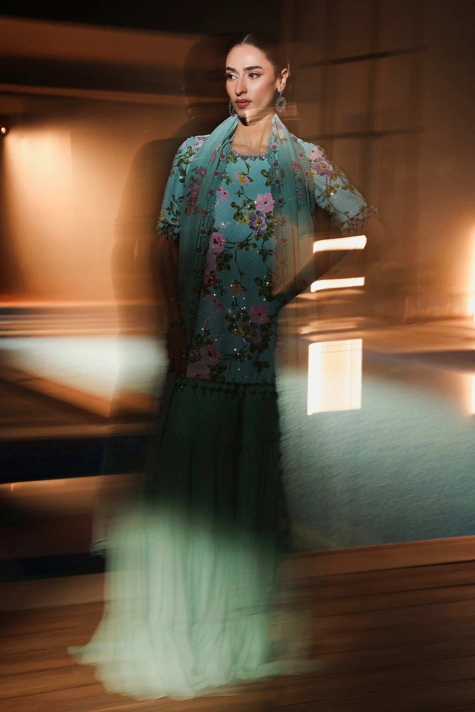 3 Piece Embroidered Net Suit - Image 8