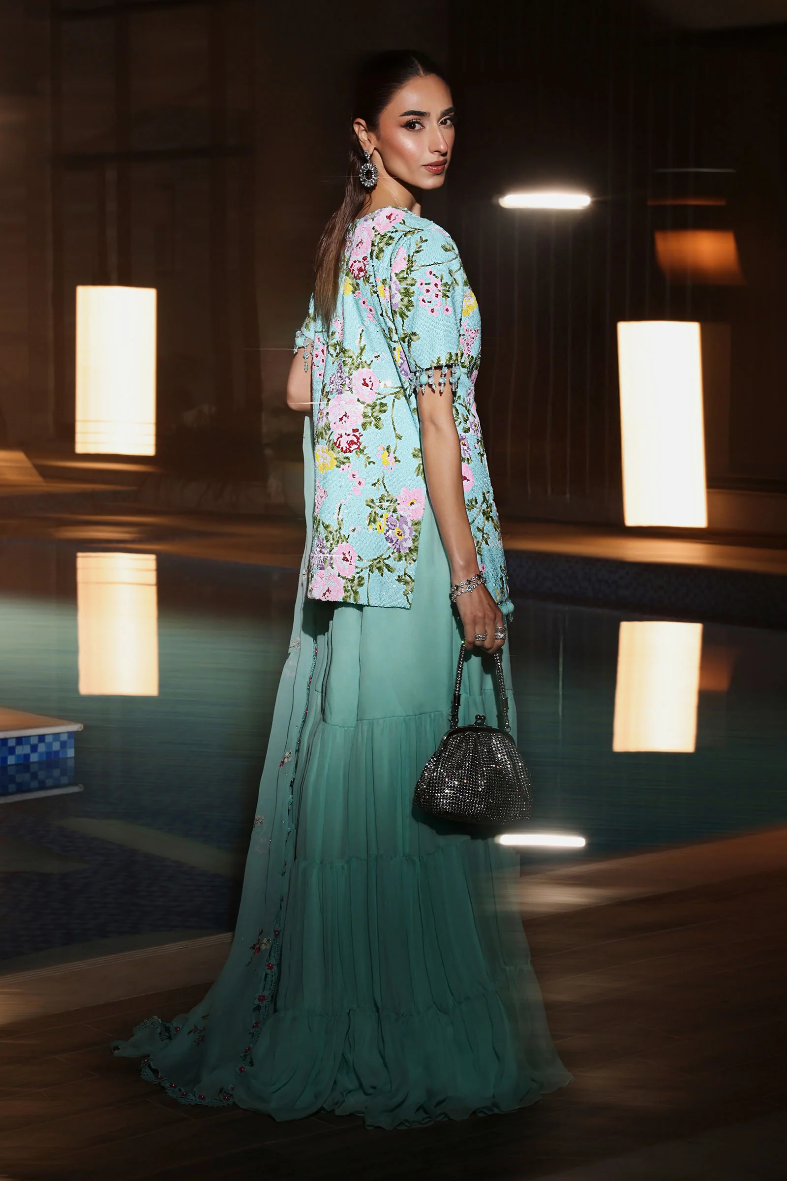 3 Piece Embroidered Net Suit - Image 9
