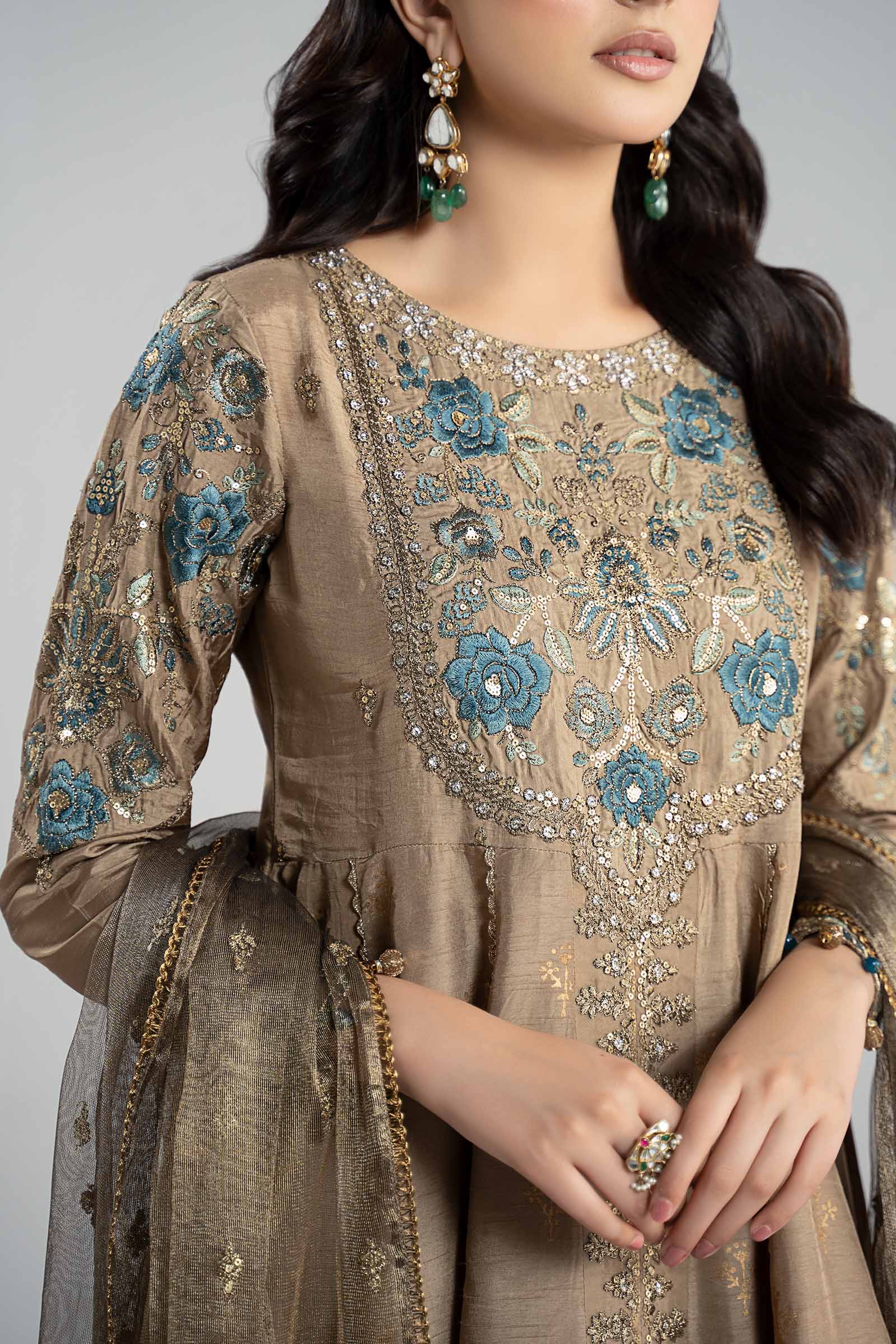 3 Piece Embroidered Raw Silk Suit - Image 7