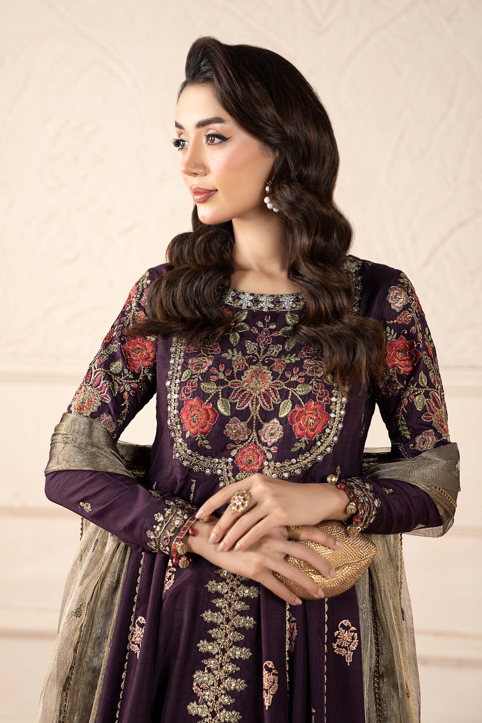 3 Piece Embroidered Raw Silk Suit - Image 2