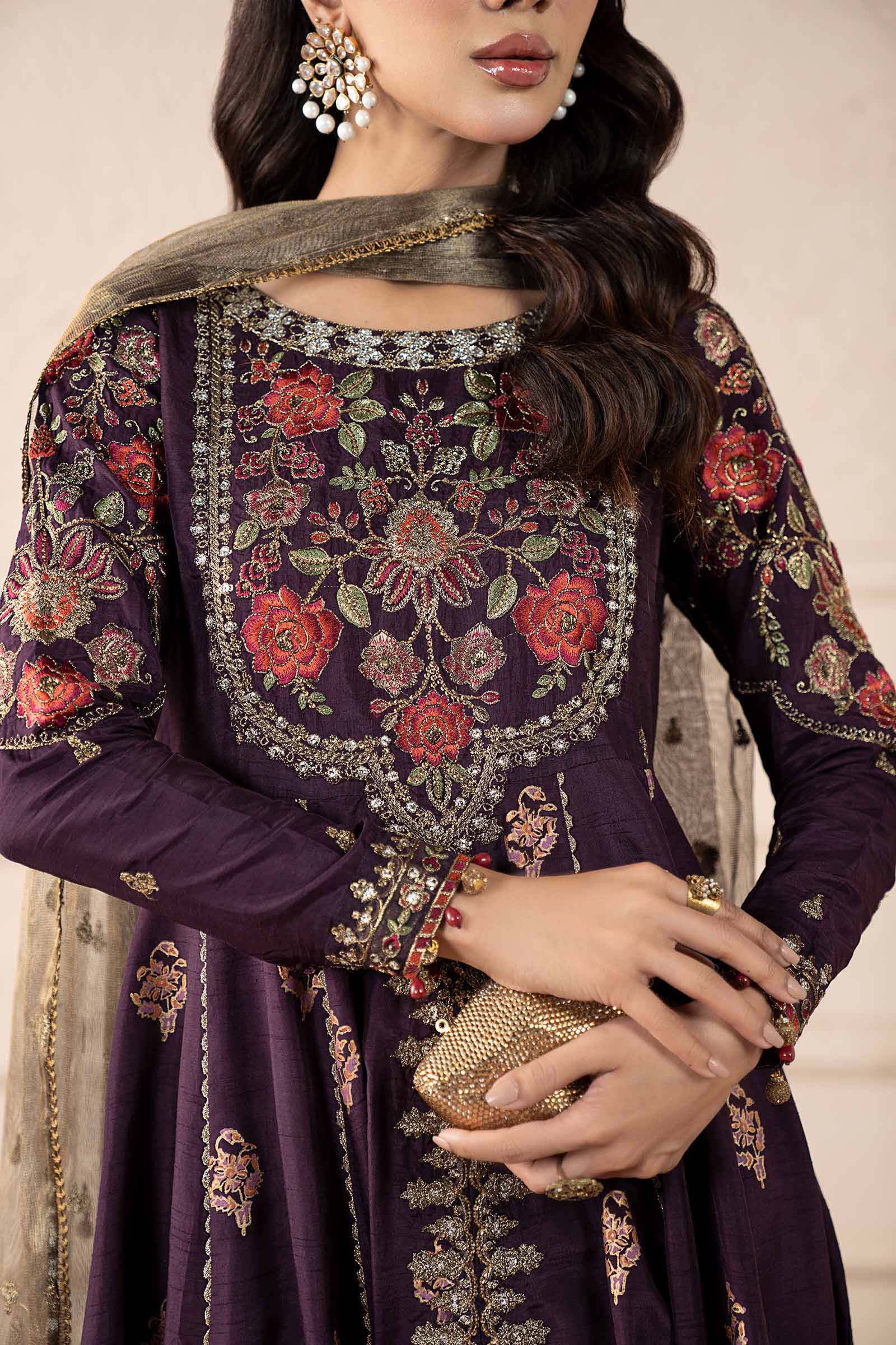 3 Piece Embroidered Raw Silk Suit - Image 4