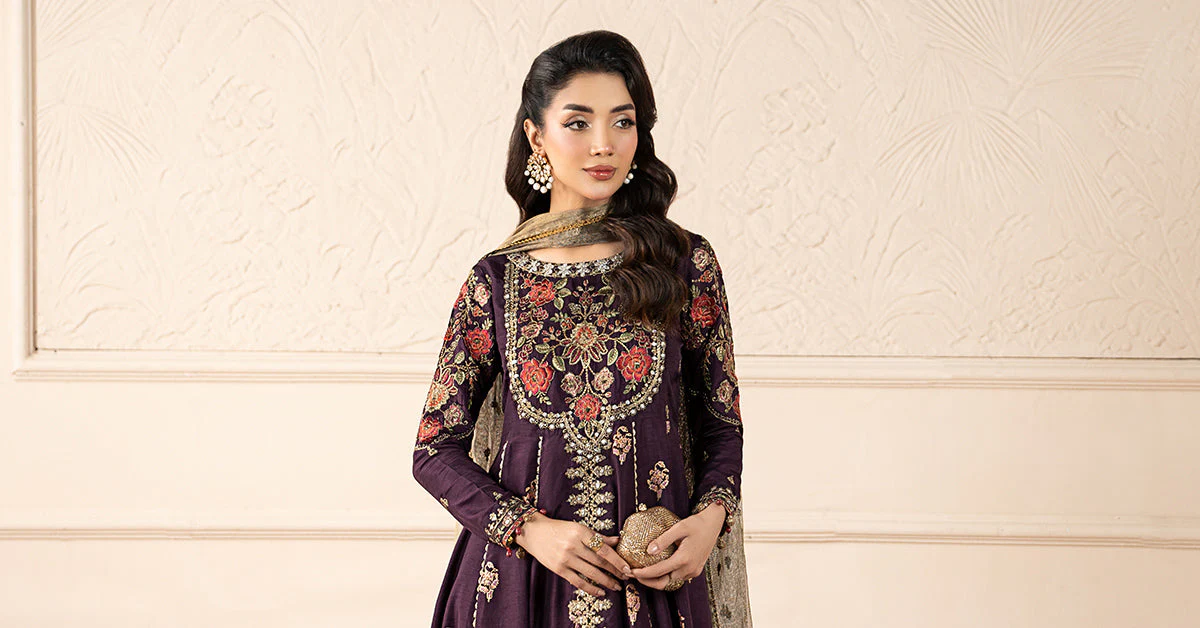 3 Piece Embroidered Raw Silk Suit - Image 8