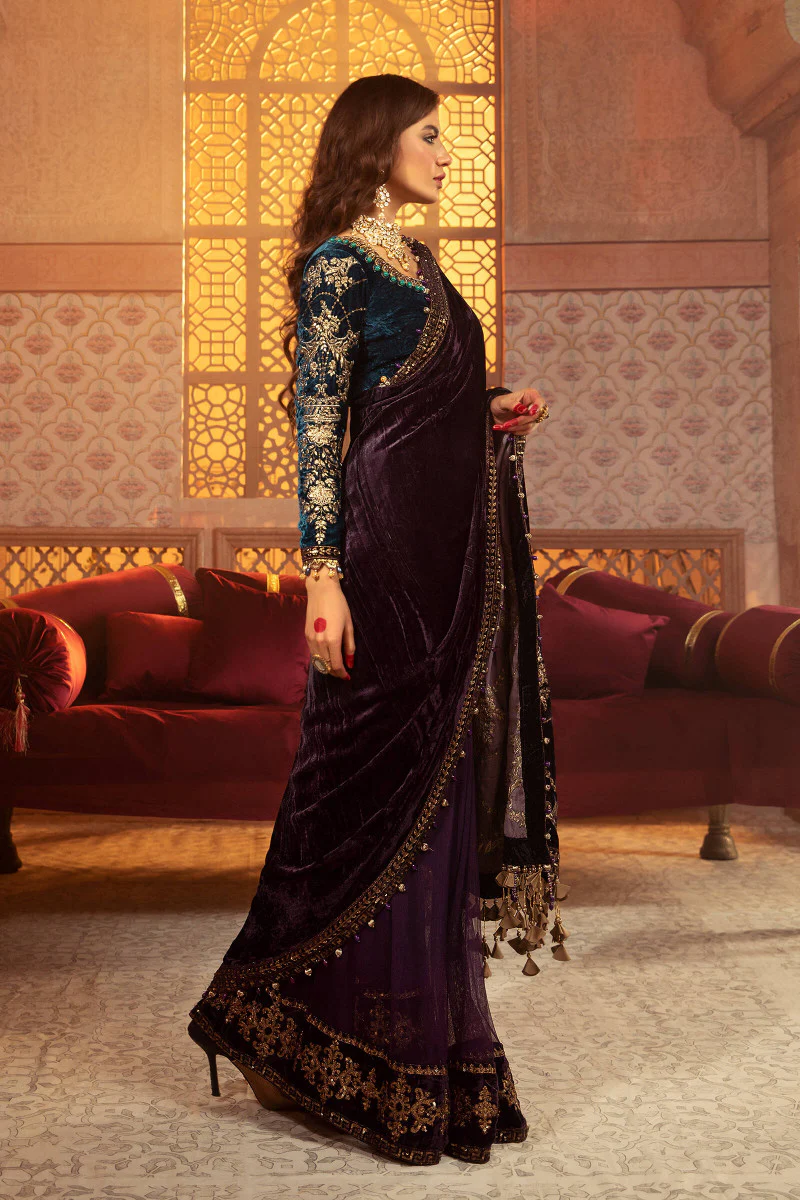 Unstitched Velvet VEL-20-101-Teal and Plum - Image 3