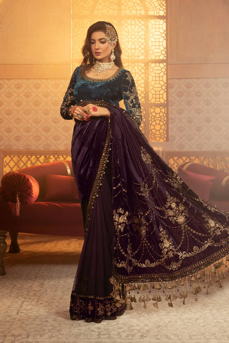 Unstitched Velvet VEL-20-101-Teal and Plum - Image 4