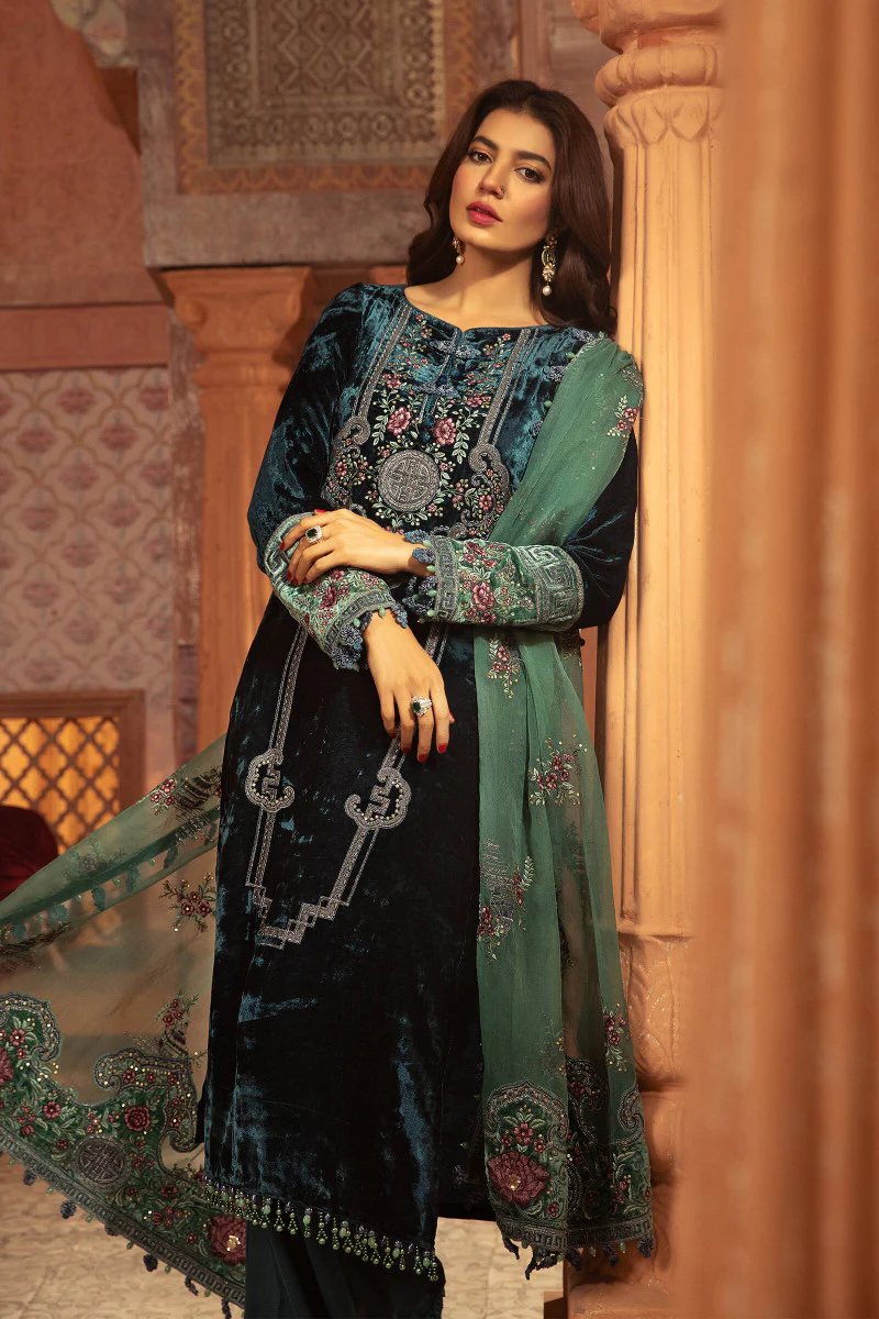 Unstitched Velvet VEL-20-103-Teal - Image 2