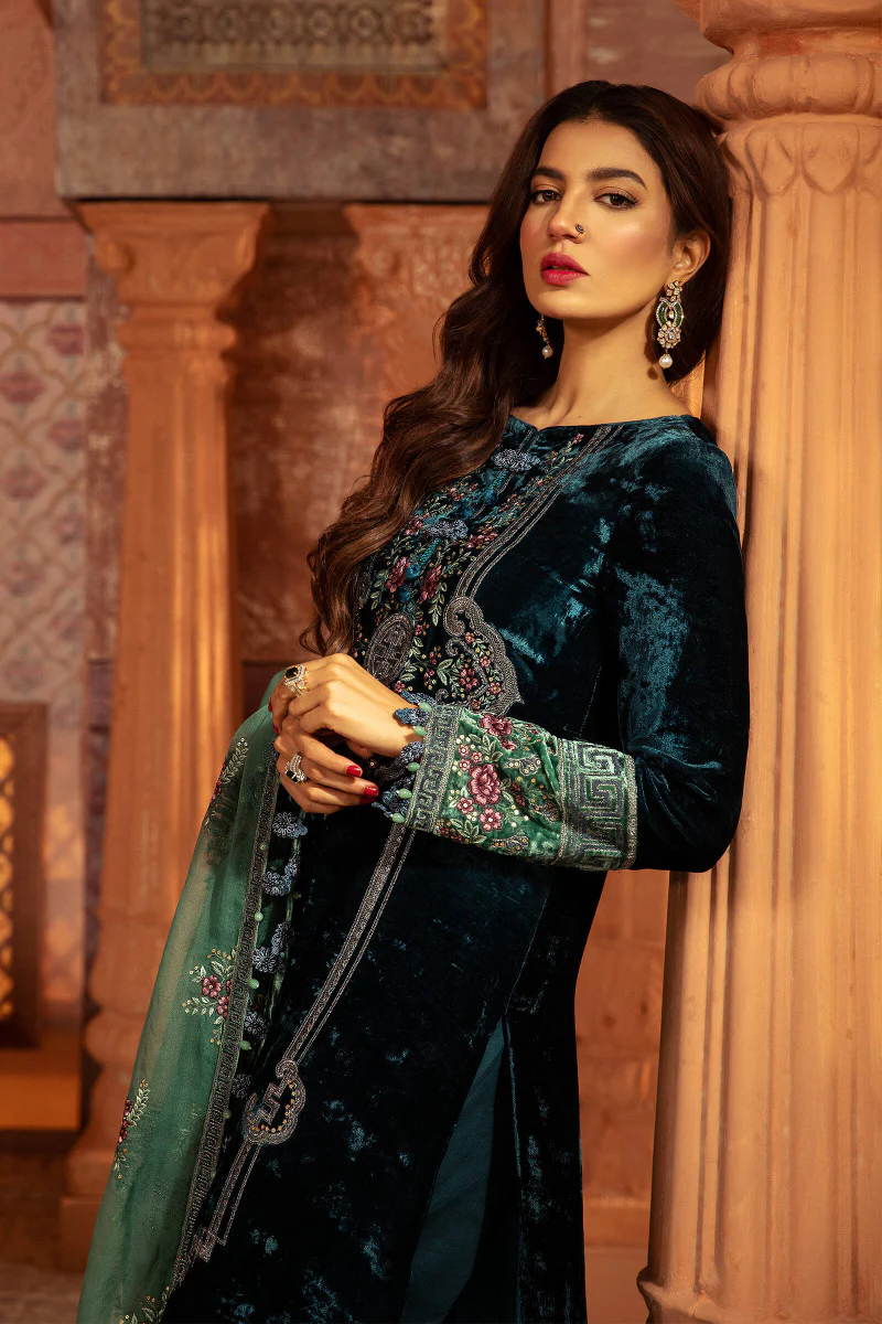 Unstitched Velvet VEL-20-103-Teal - Image 3