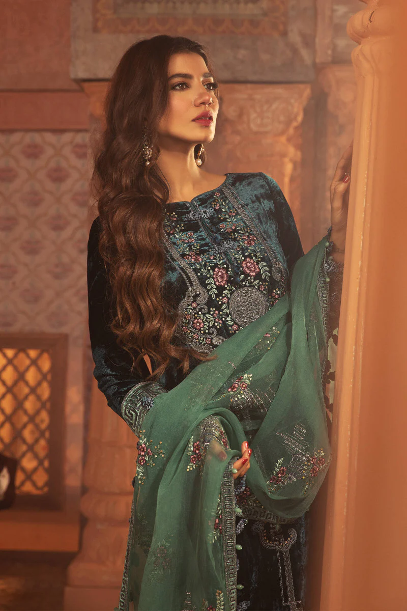 Unstitched Velvet VEL-20-103-Teal - Image 4