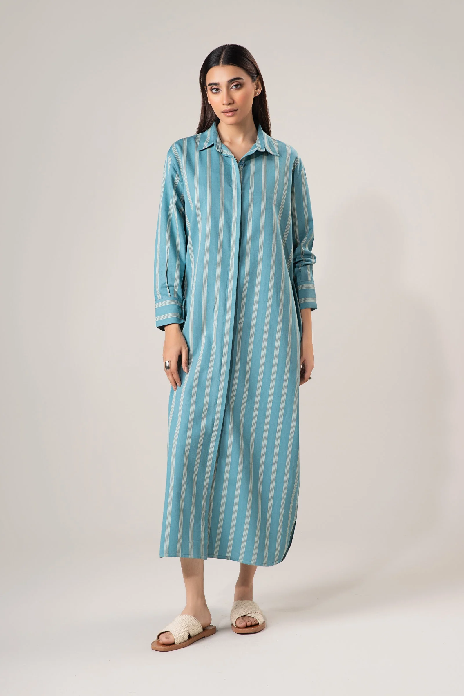 Striped Button-Down Dress