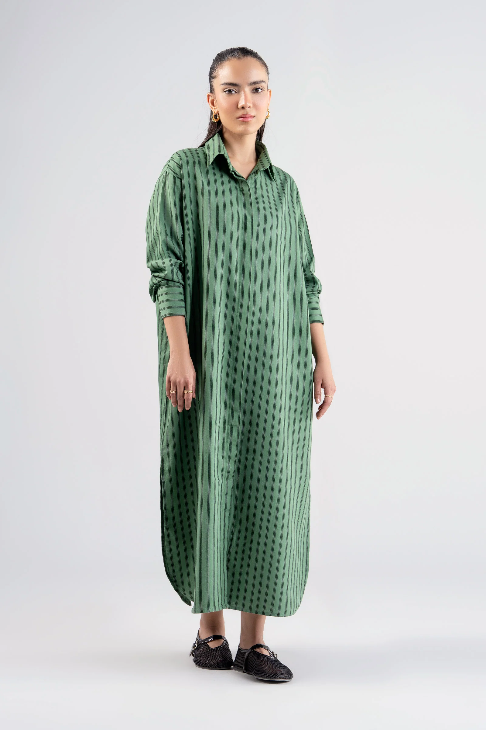 Striped Button-Down Dress
