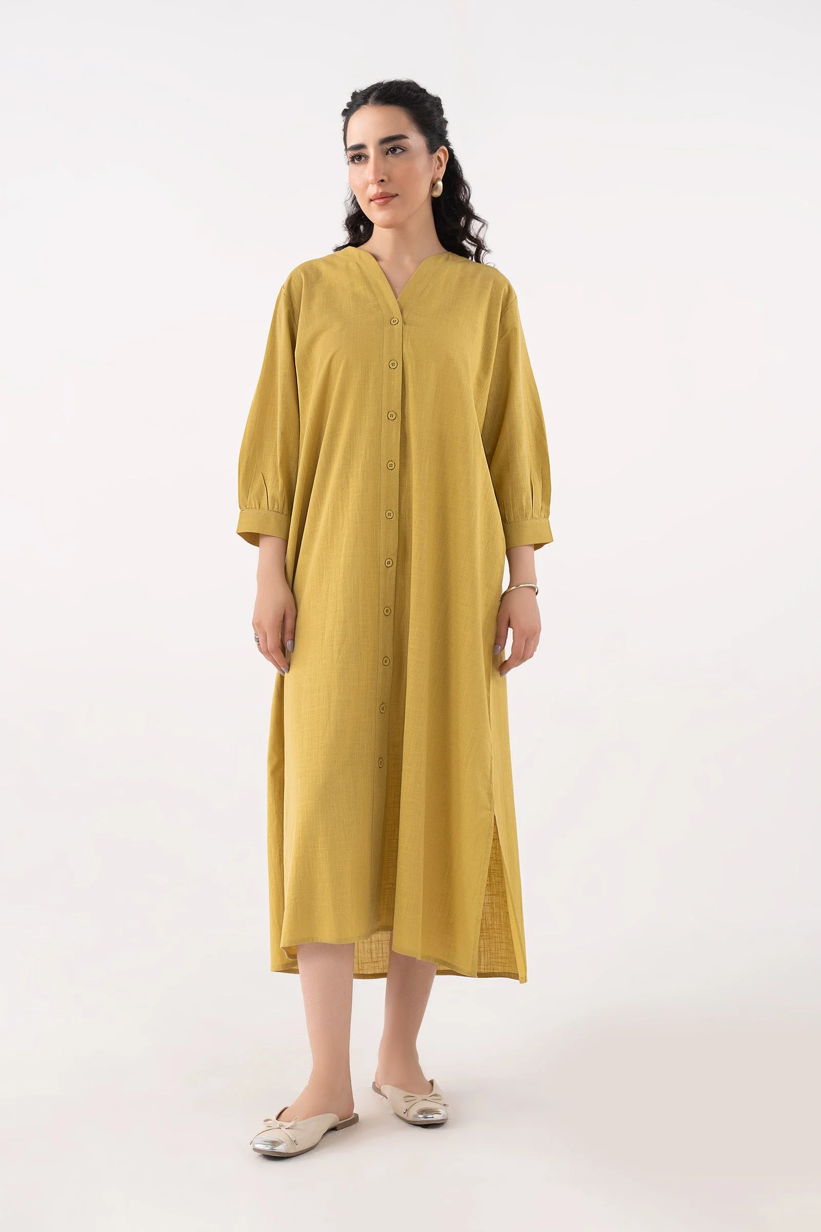 V-Neck Midi Dress