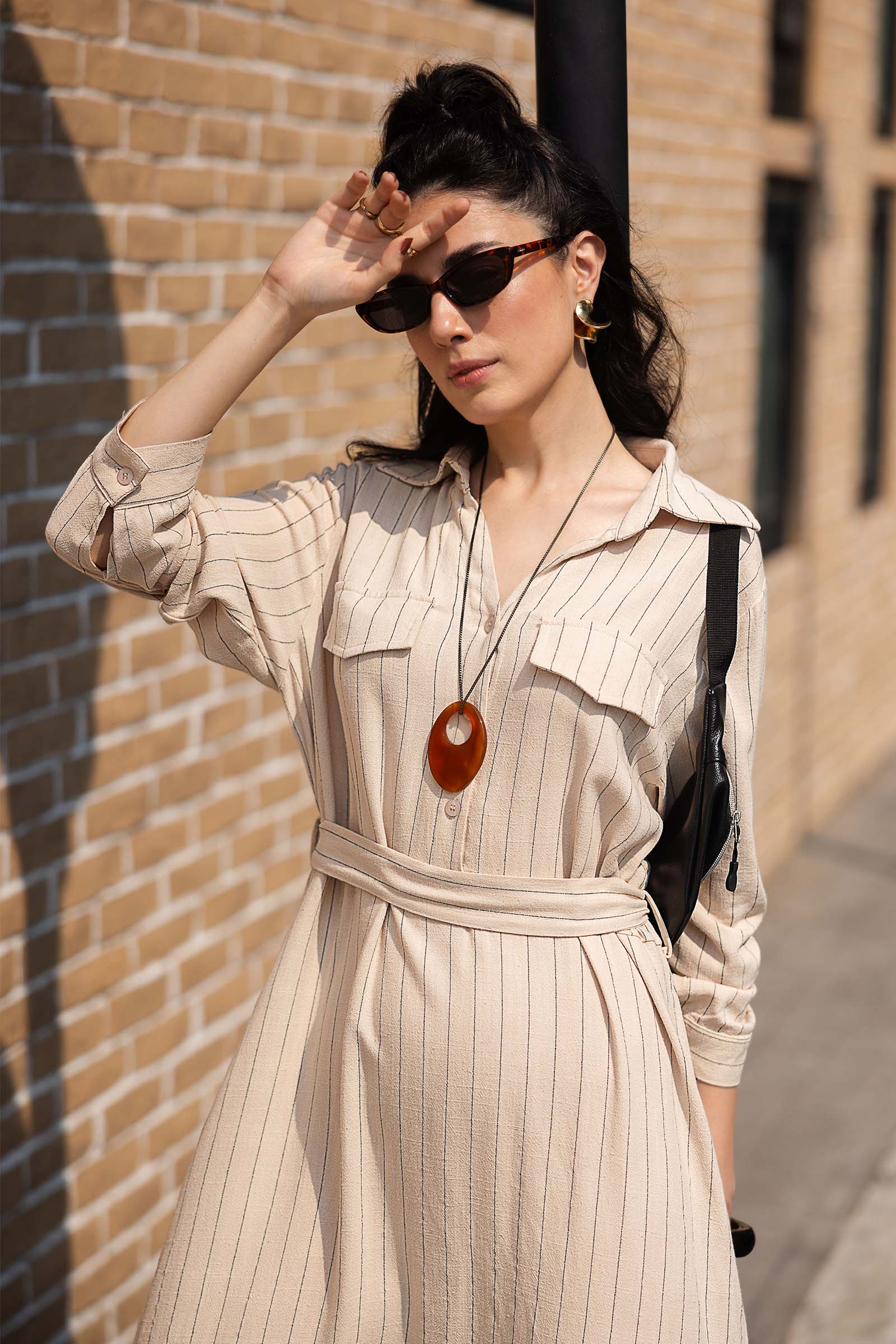 Striped Shirt Dress - Image 4
