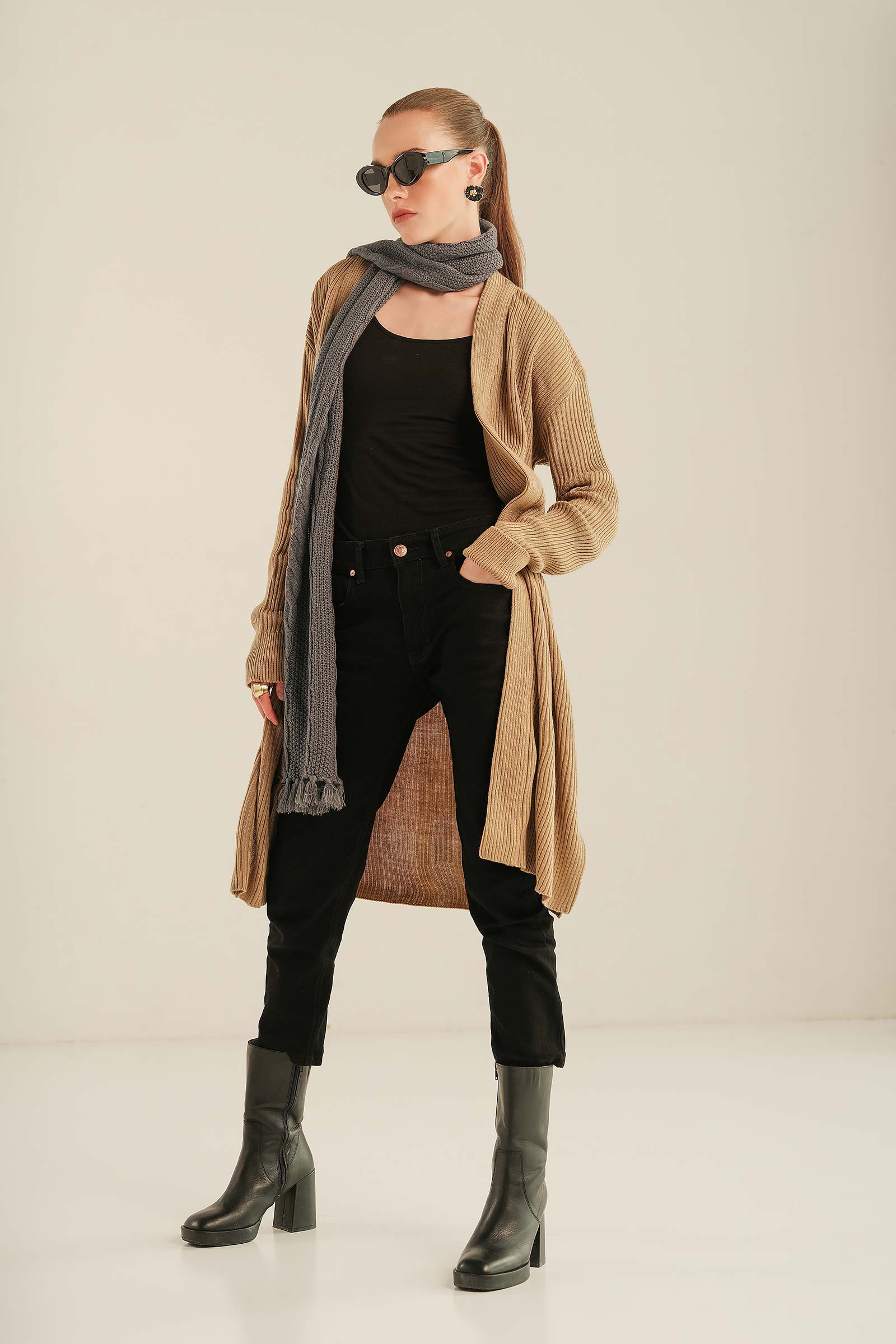 Ribbed Cardigan | WEST-W23-32-Beige - Image 4