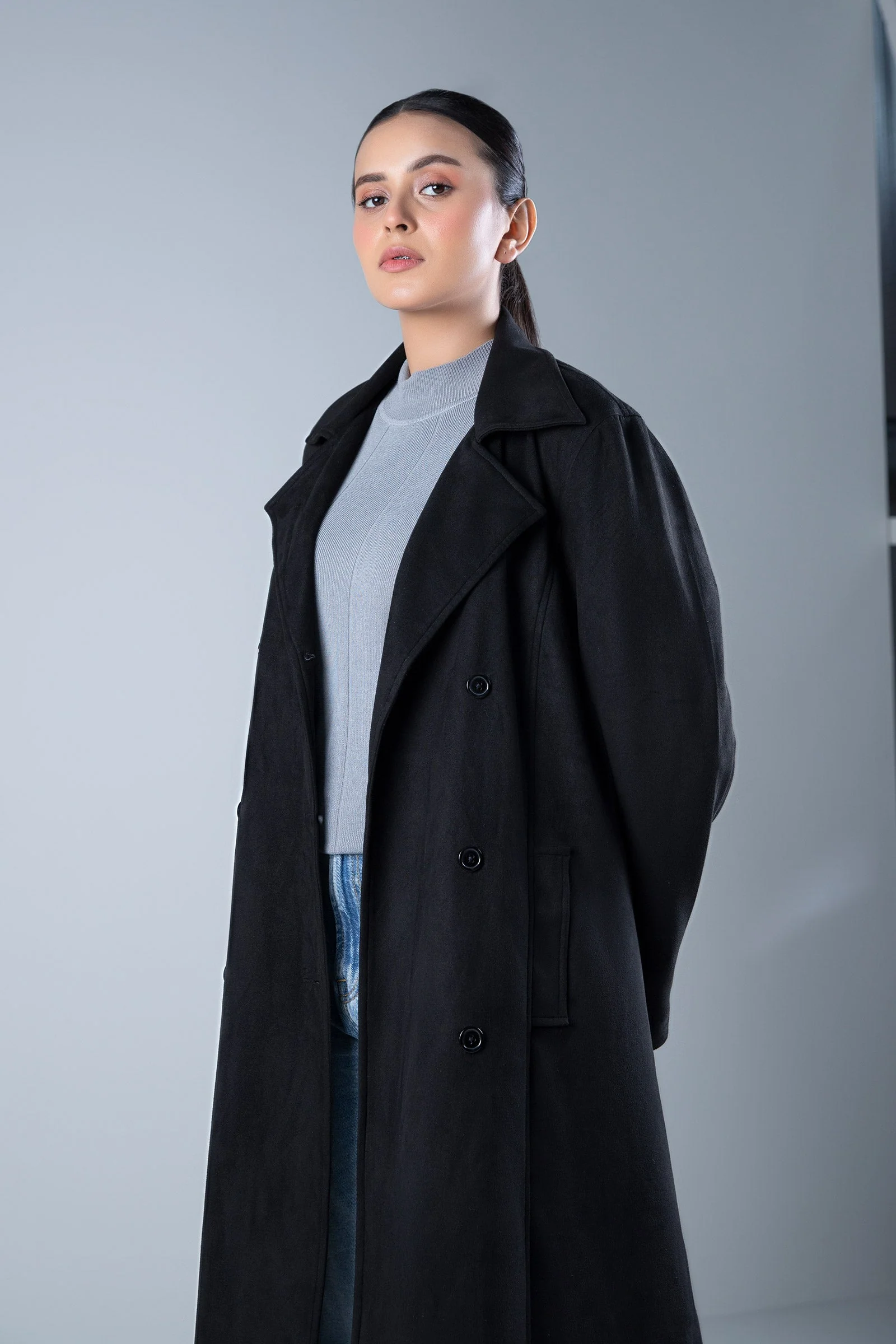 Suede Double Breasted Coat - Image 6