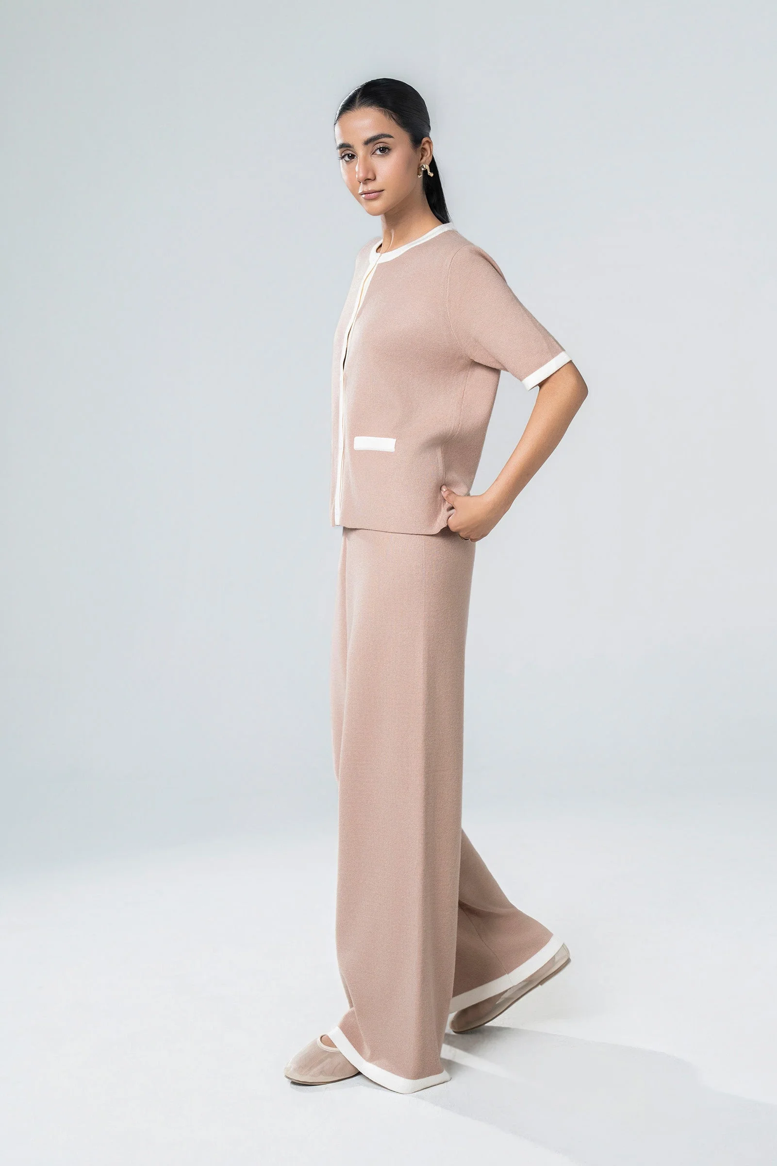 Contrast Piping Sweater Set - Image 3