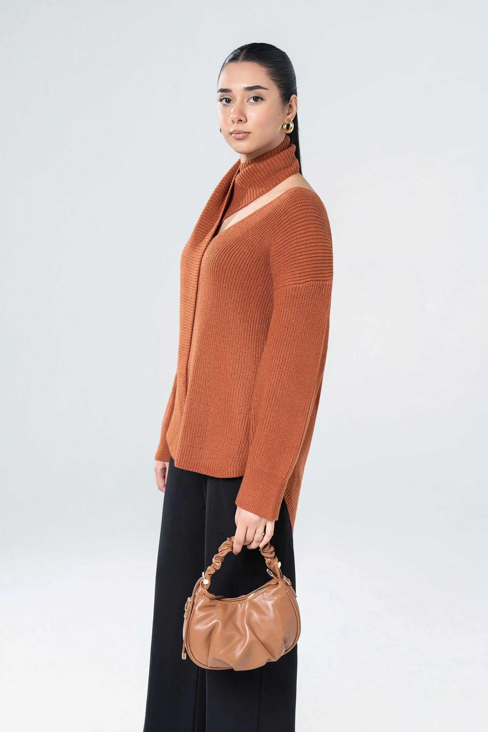 Scarfed Knit Sweater - Image 3