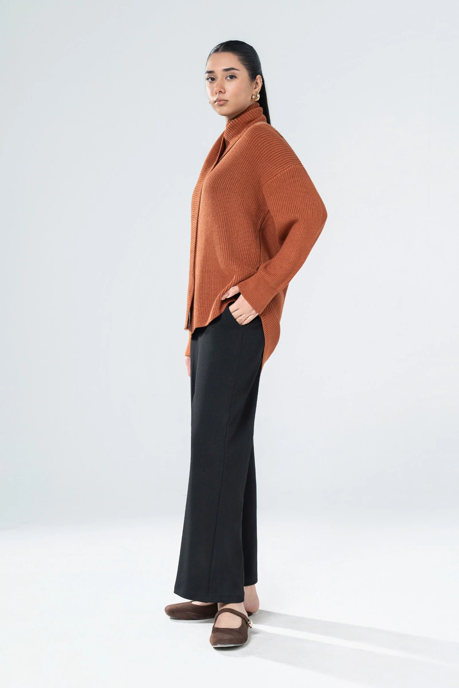 Scarfed Knit Sweater - Image 5