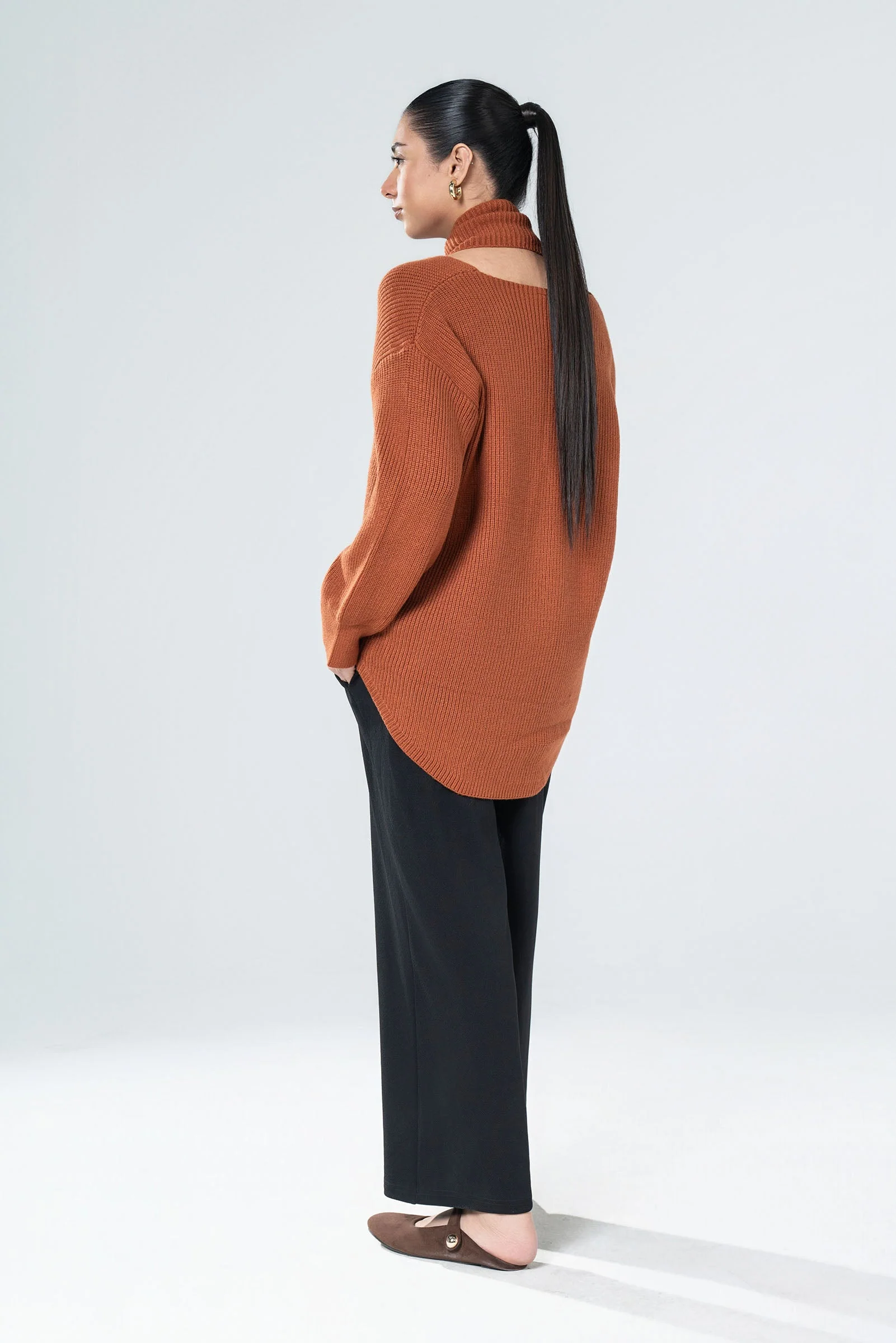 Scarfed Knit Sweater - Image 6