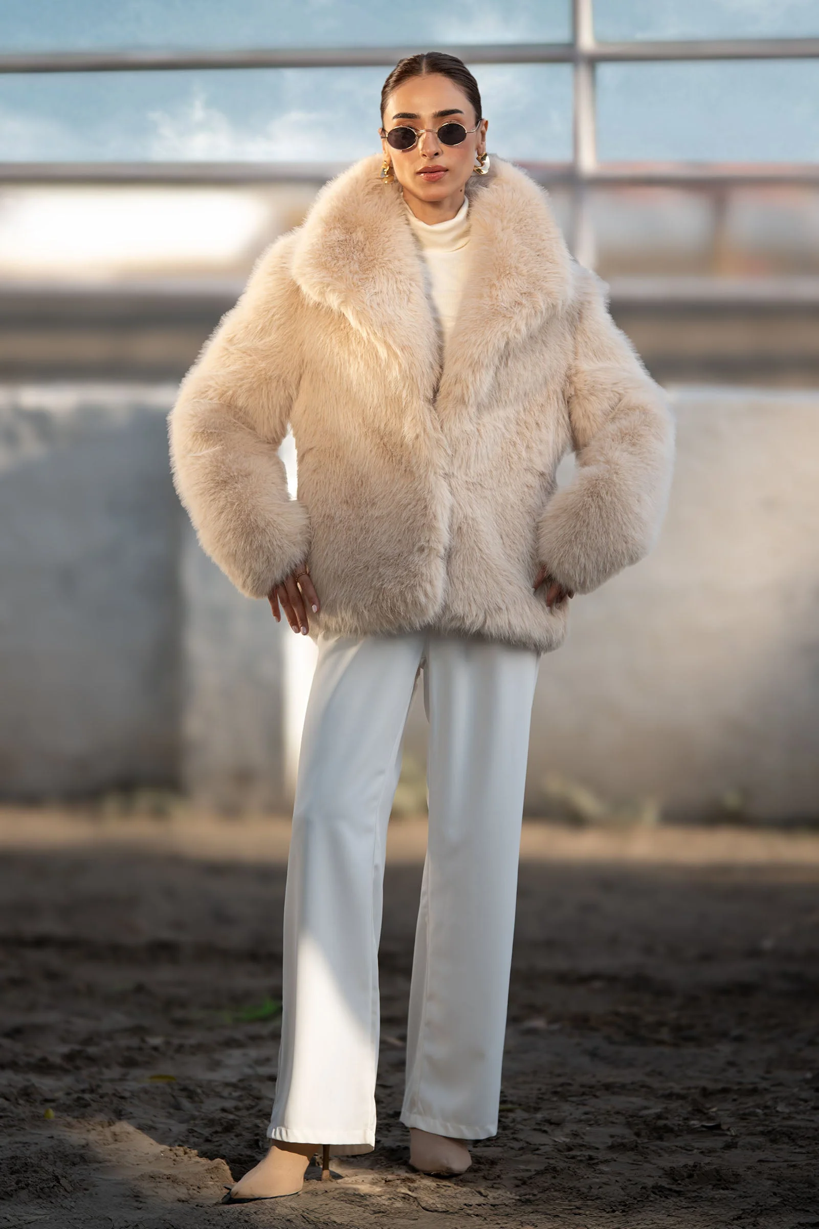Belted Faux Fur Jacket - Image 2