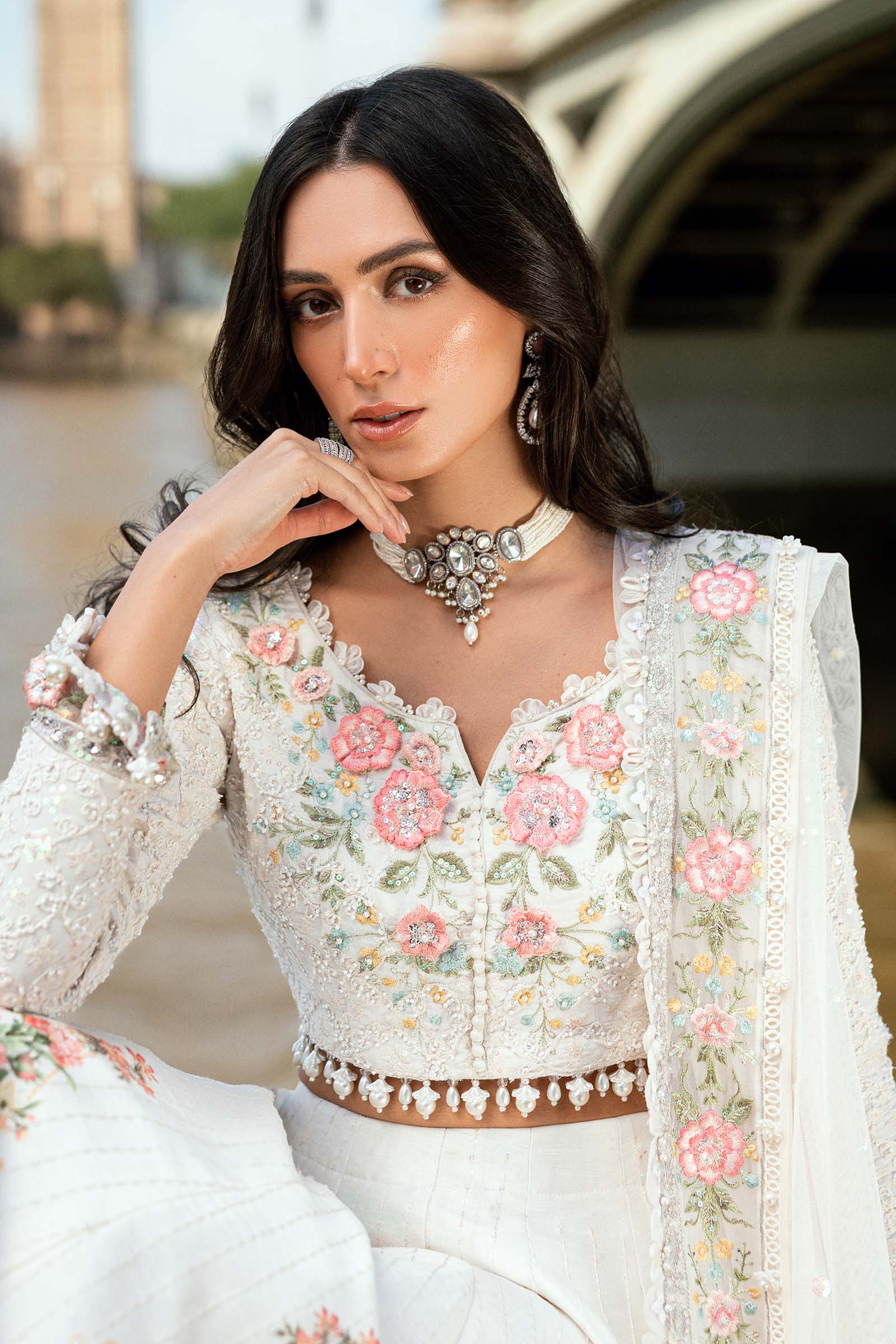 3 Piece Unstitched Embroidered Raw Silk Suit - Image 2