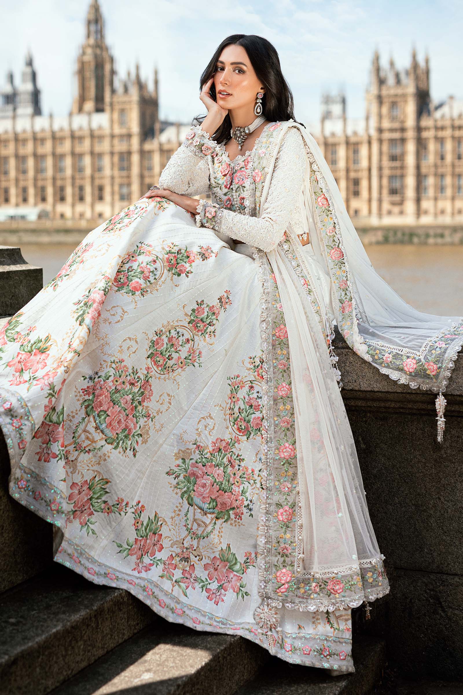 3 Piece Unstitched Embroidered Raw Silk Suit - Image 4