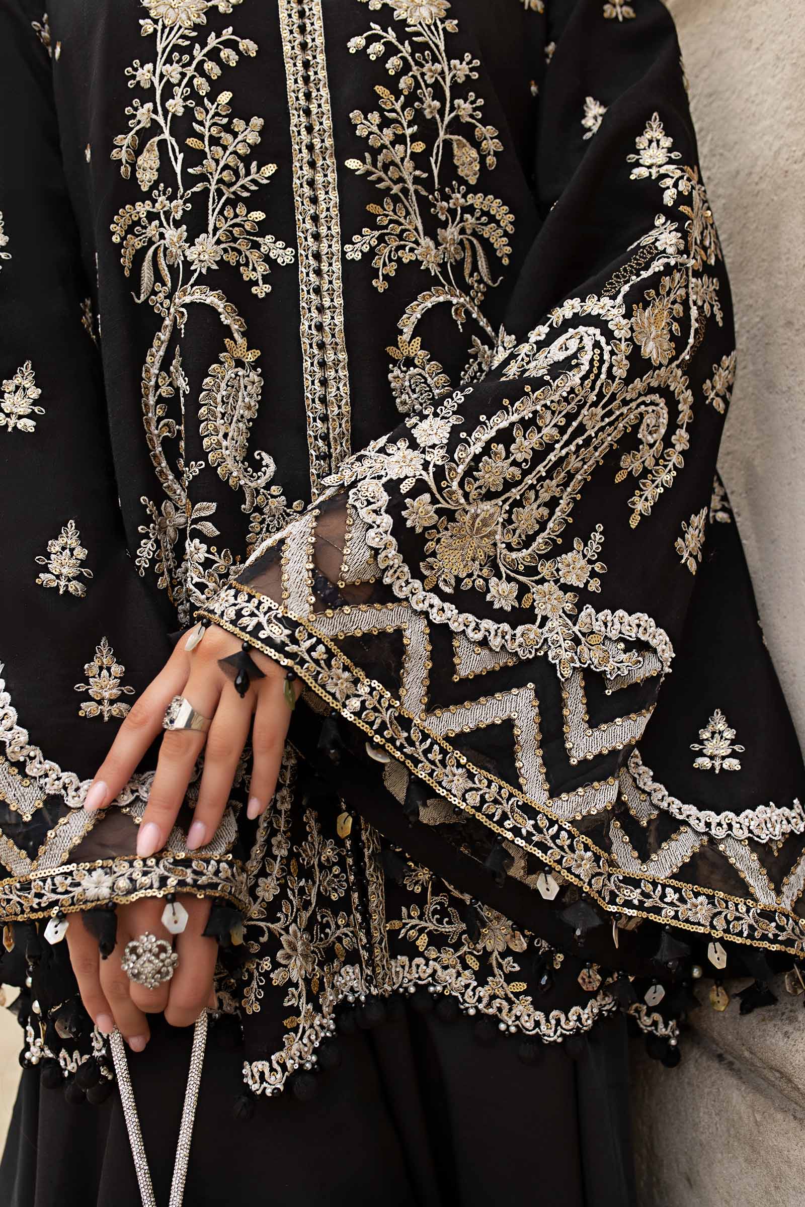 3 Piece Unstitched Embroidered Raw Silk Suit - Image 10