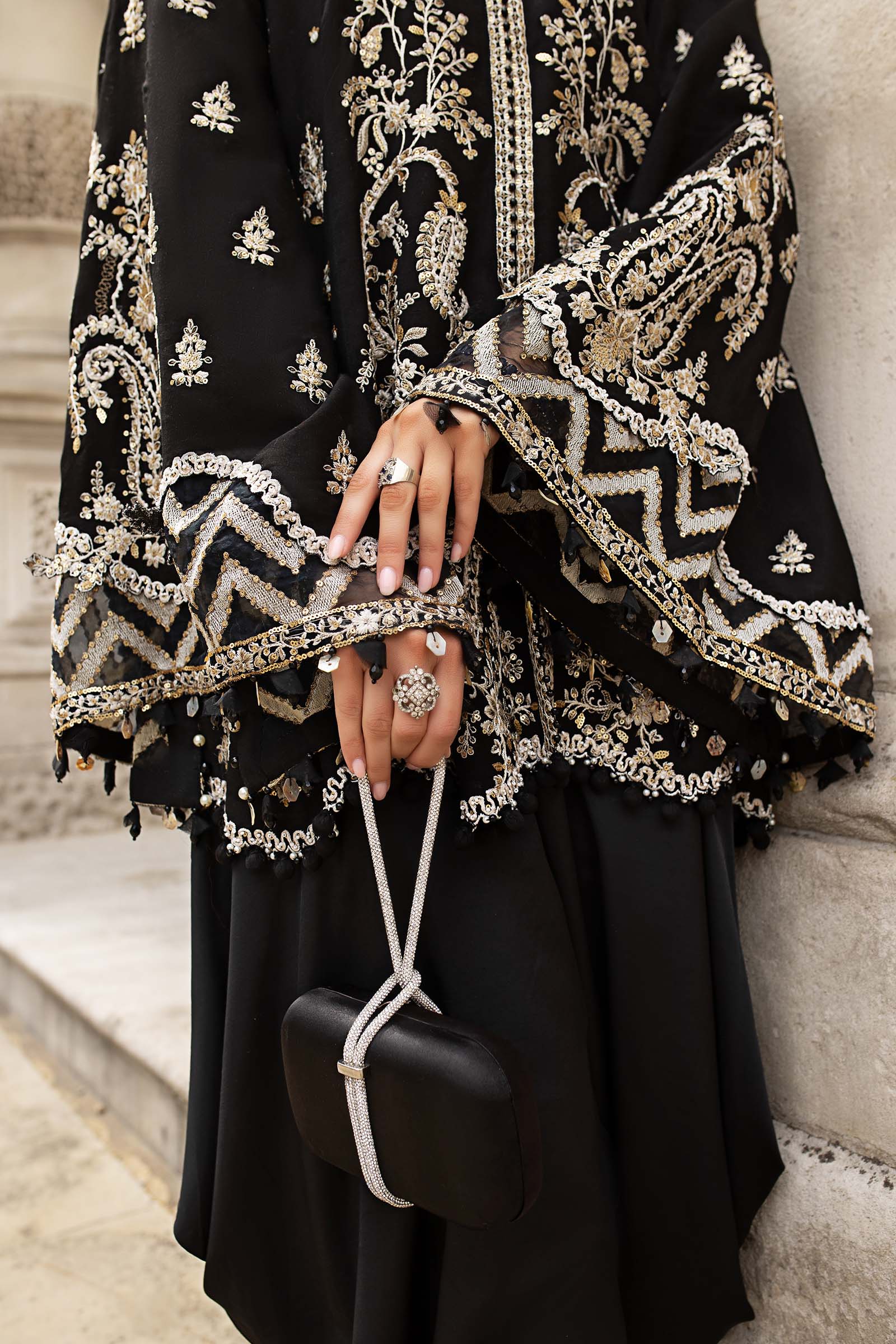 3 Piece Unstitched Embroidered Raw Silk Suit - Image 9