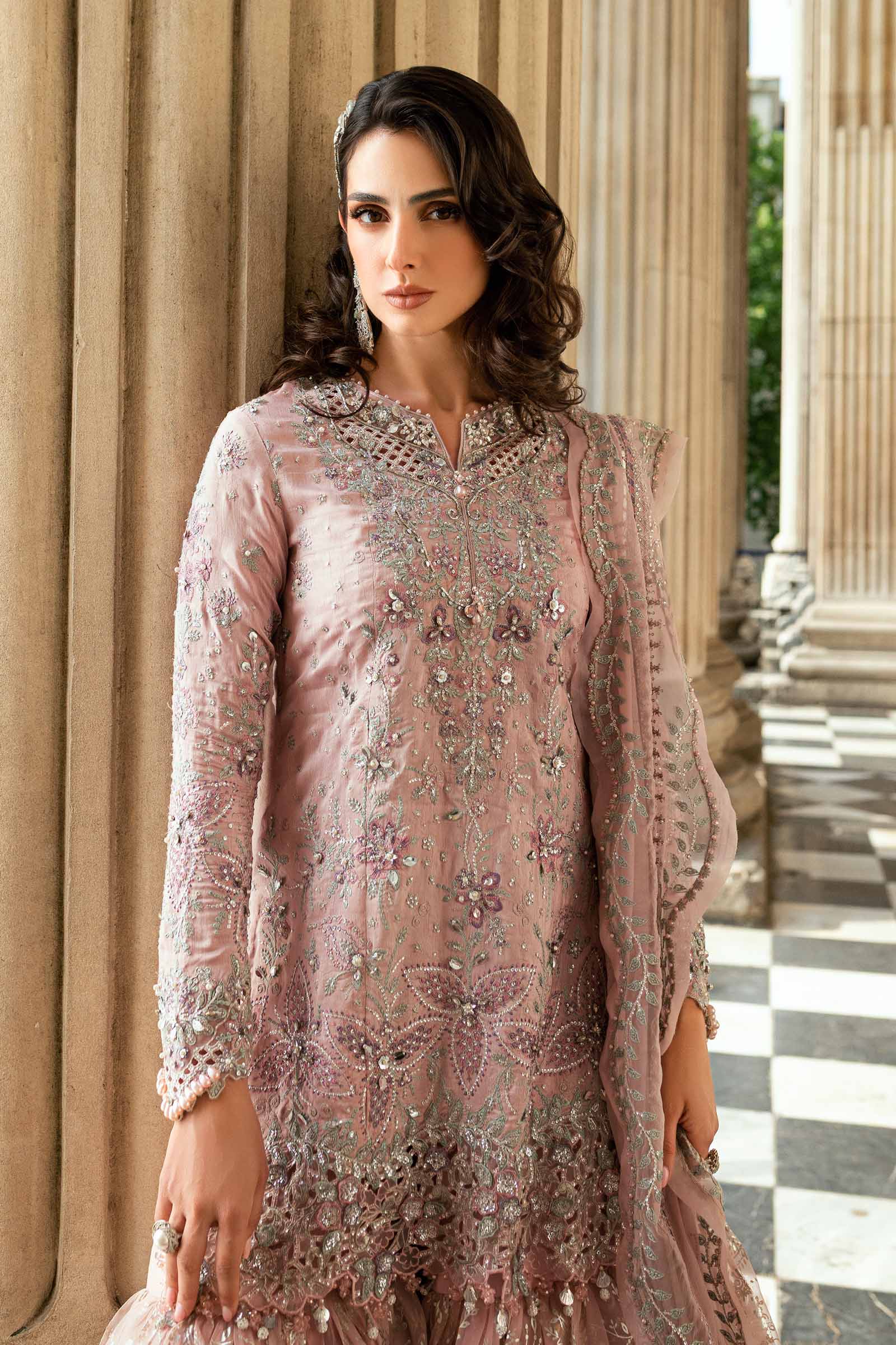 3 Piece Unstitched Embroidered Raw Silk Suit - Image 3