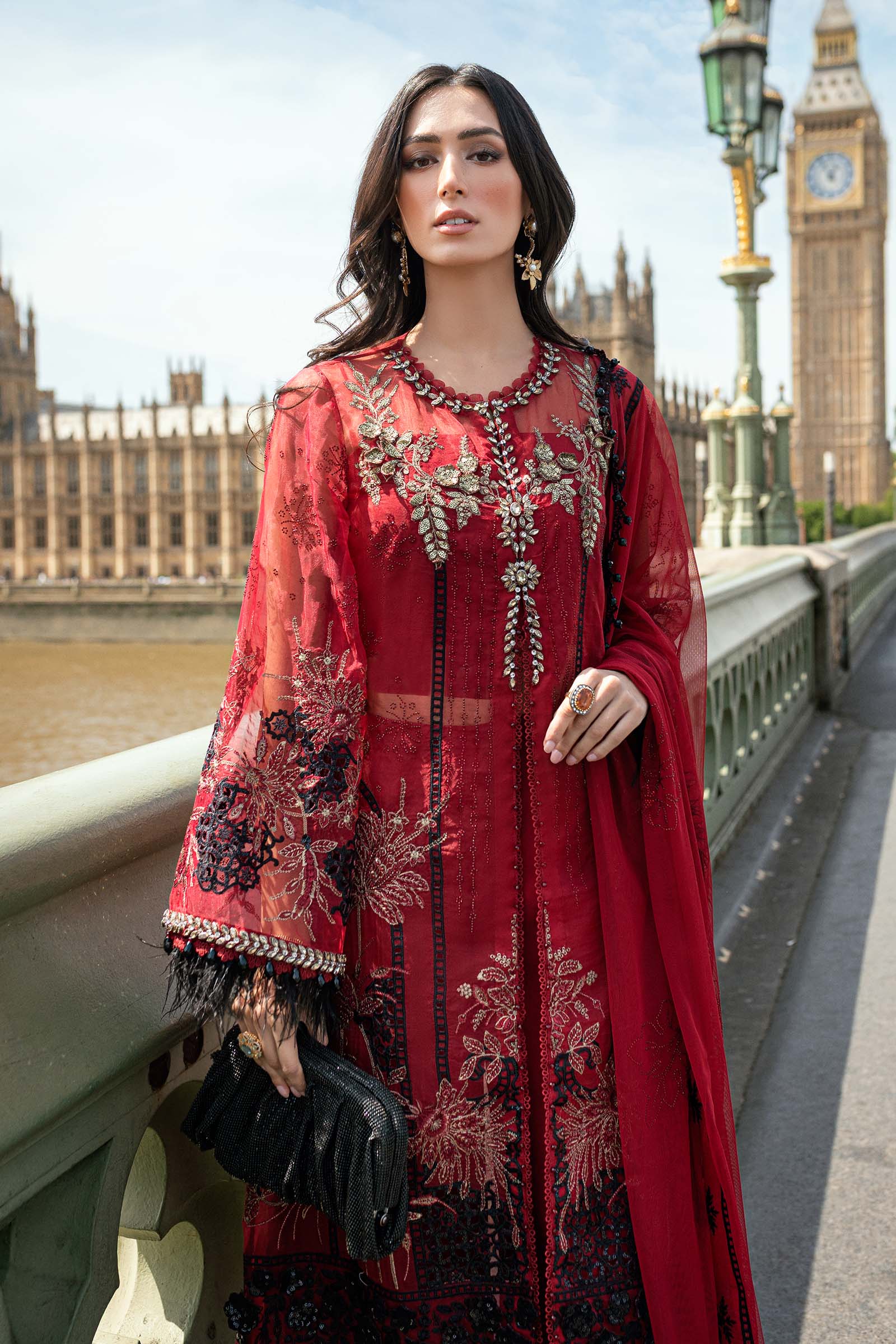 3 Piece Unstitched Embroidered Organza Suit - Image 2