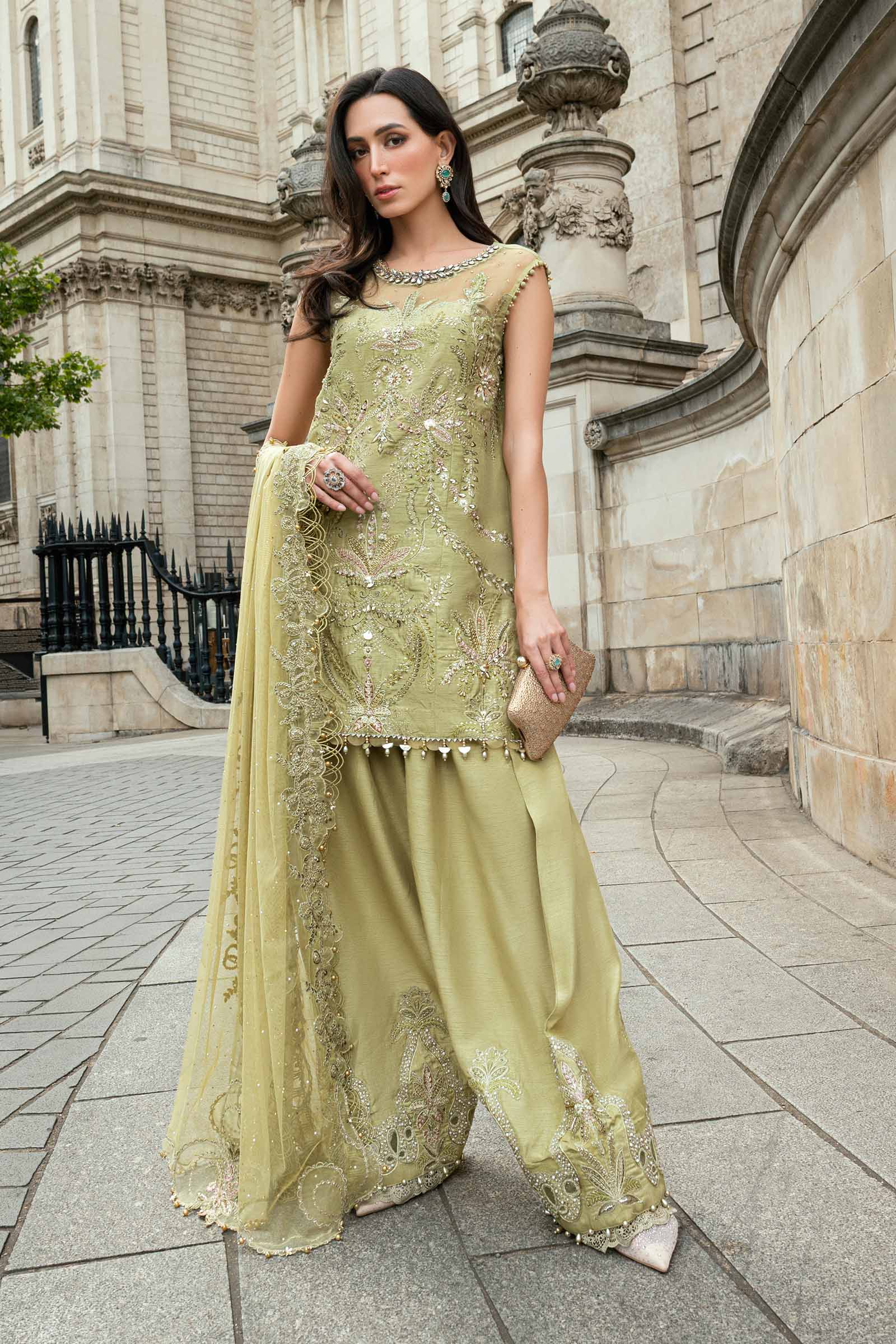 3 Piece Unstitched Embroidered Raw Silk Suit - Image 2