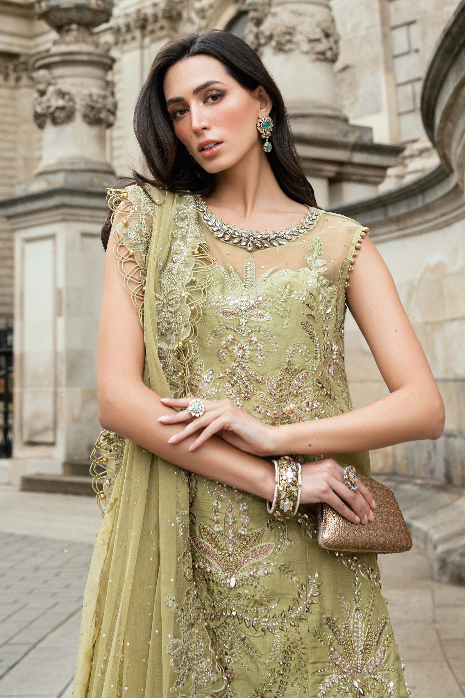 3 Piece Unstitched Embroidered Raw Silk Suit - Image 4