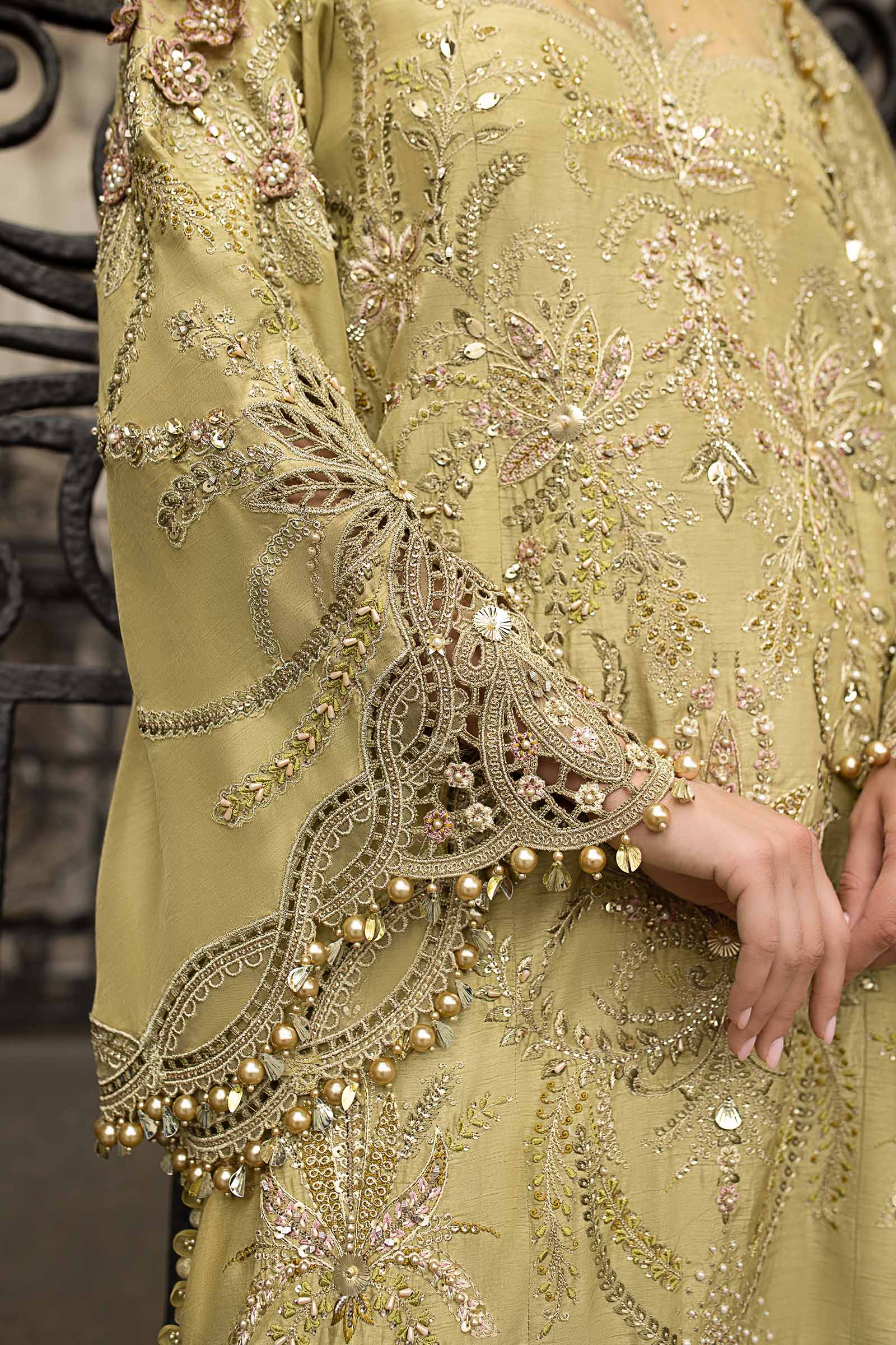 3 Piece Unstitched Embroidered Raw Silk Suit - Image 6
