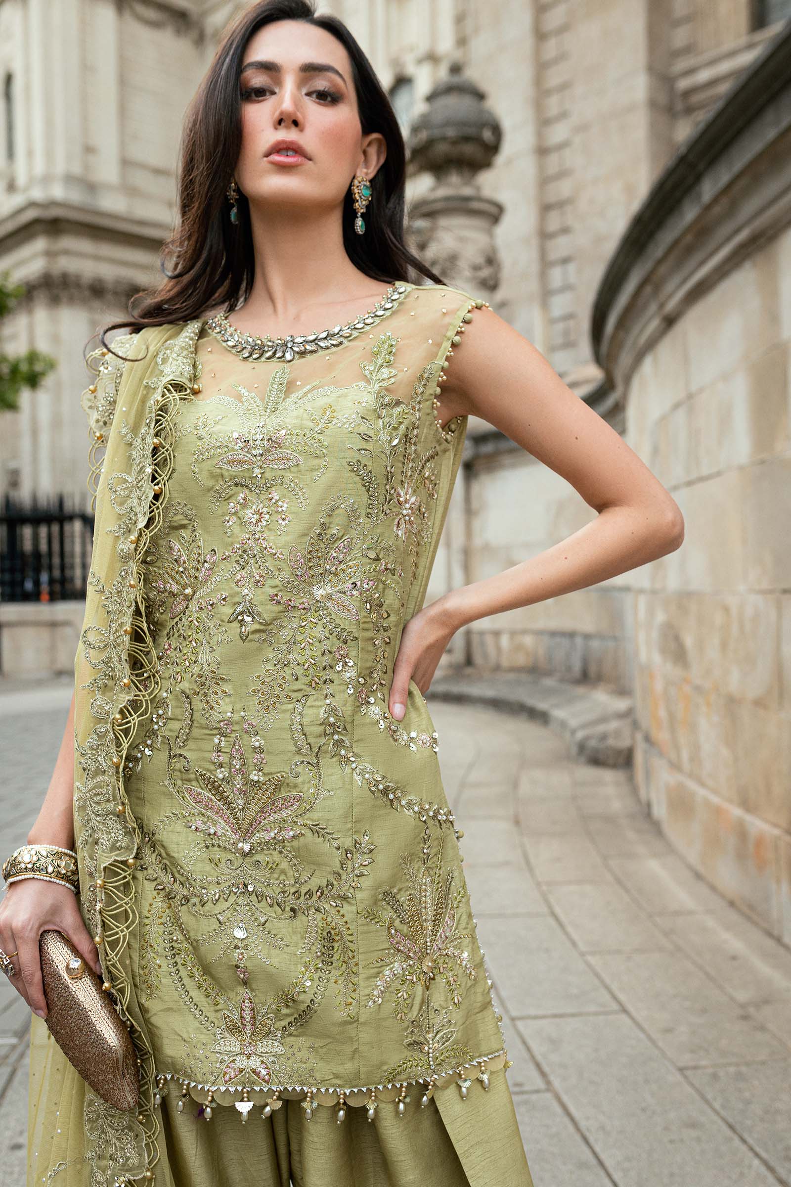 3 Piece Unstitched Embroidered Raw Silk Suit - Image 7