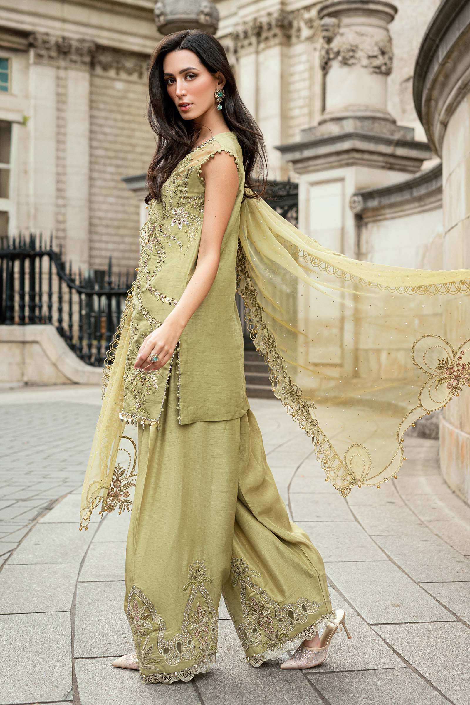 3 Piece Unstitched Embroidered Raw Silk Suit - Image 8