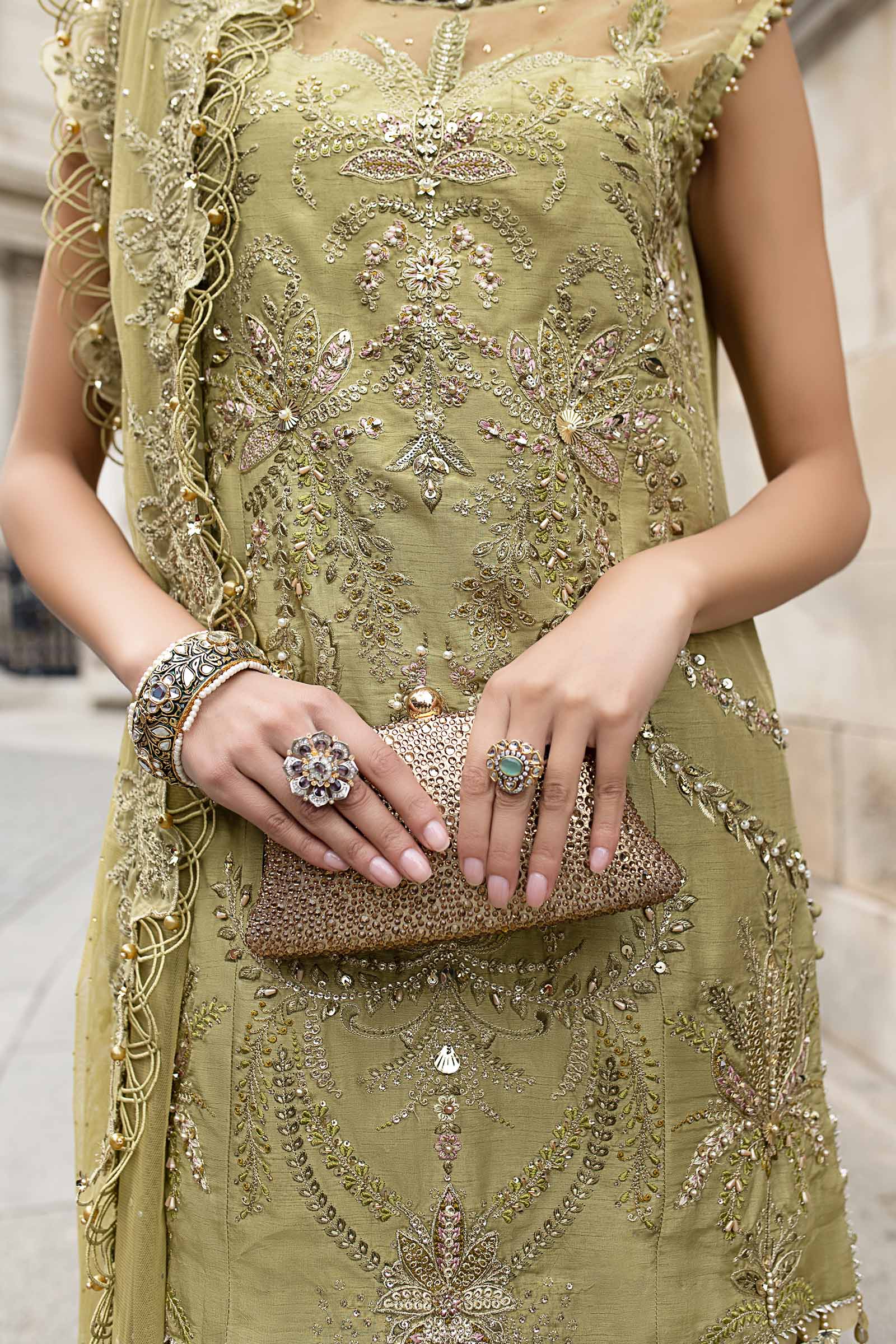 3 Piece Unstitched Embroidered Raw Silk Suit - Image 9