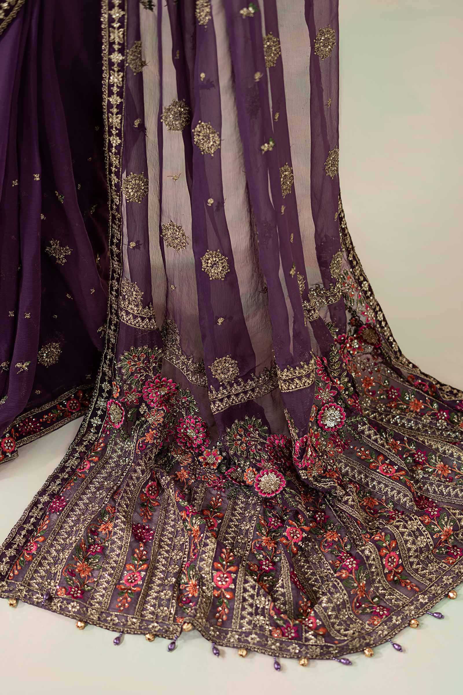 Embroidered Chiffon Saree - Image 5
