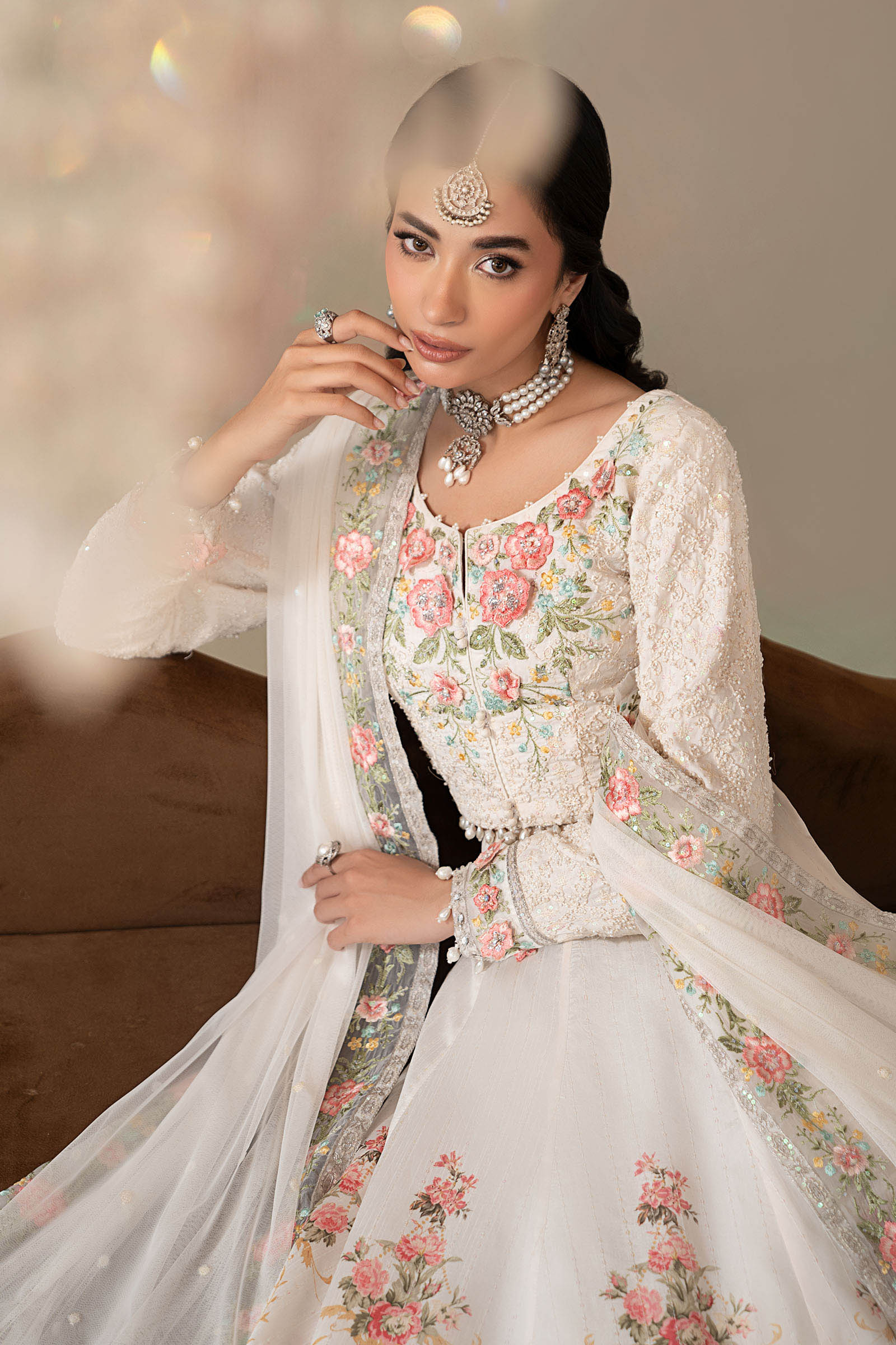 3 Piece Embroidered Raw Silk Suit - Image 3