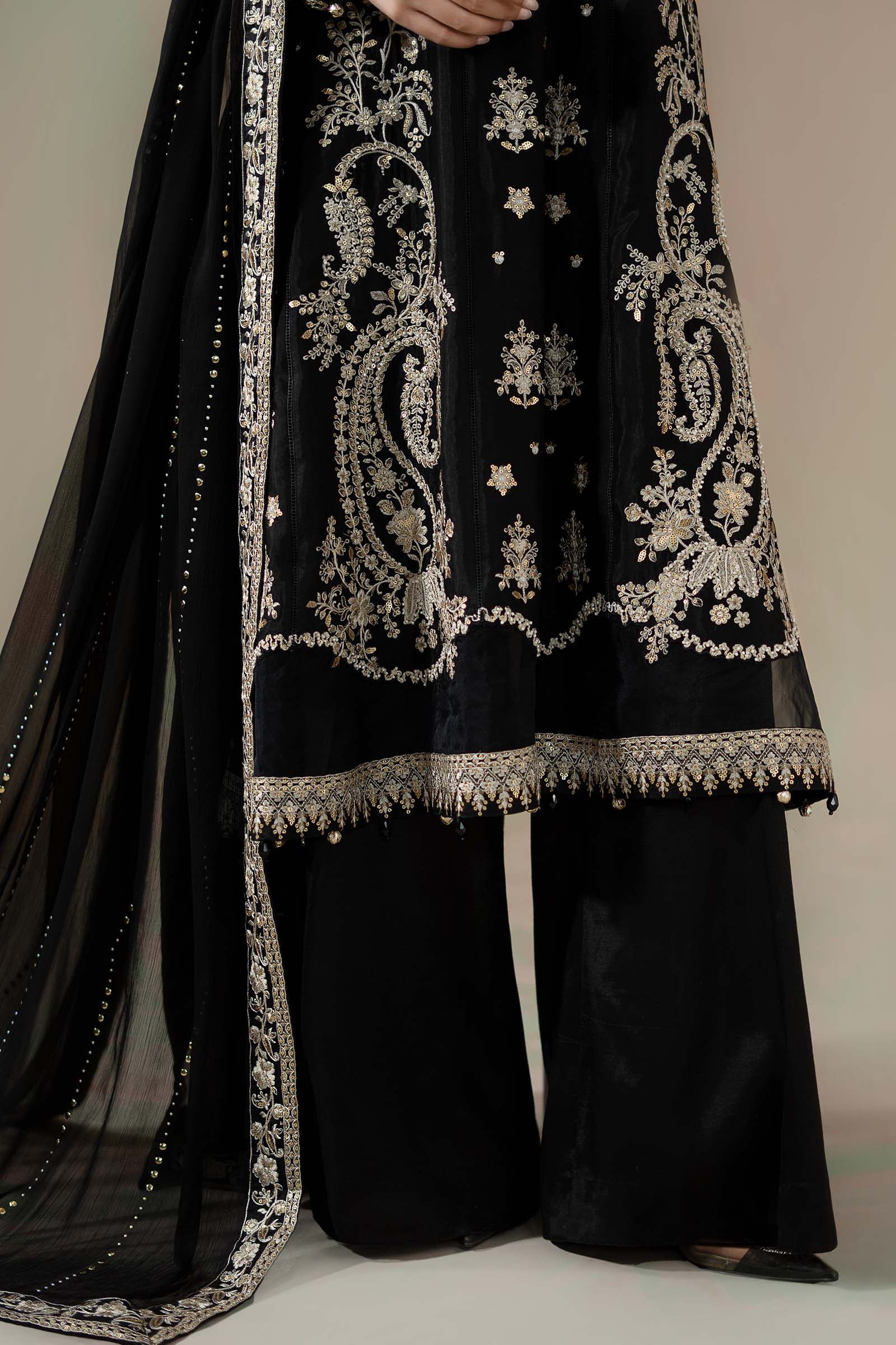 3 Piece Embroidered Raw Silk Suit - Image 5
