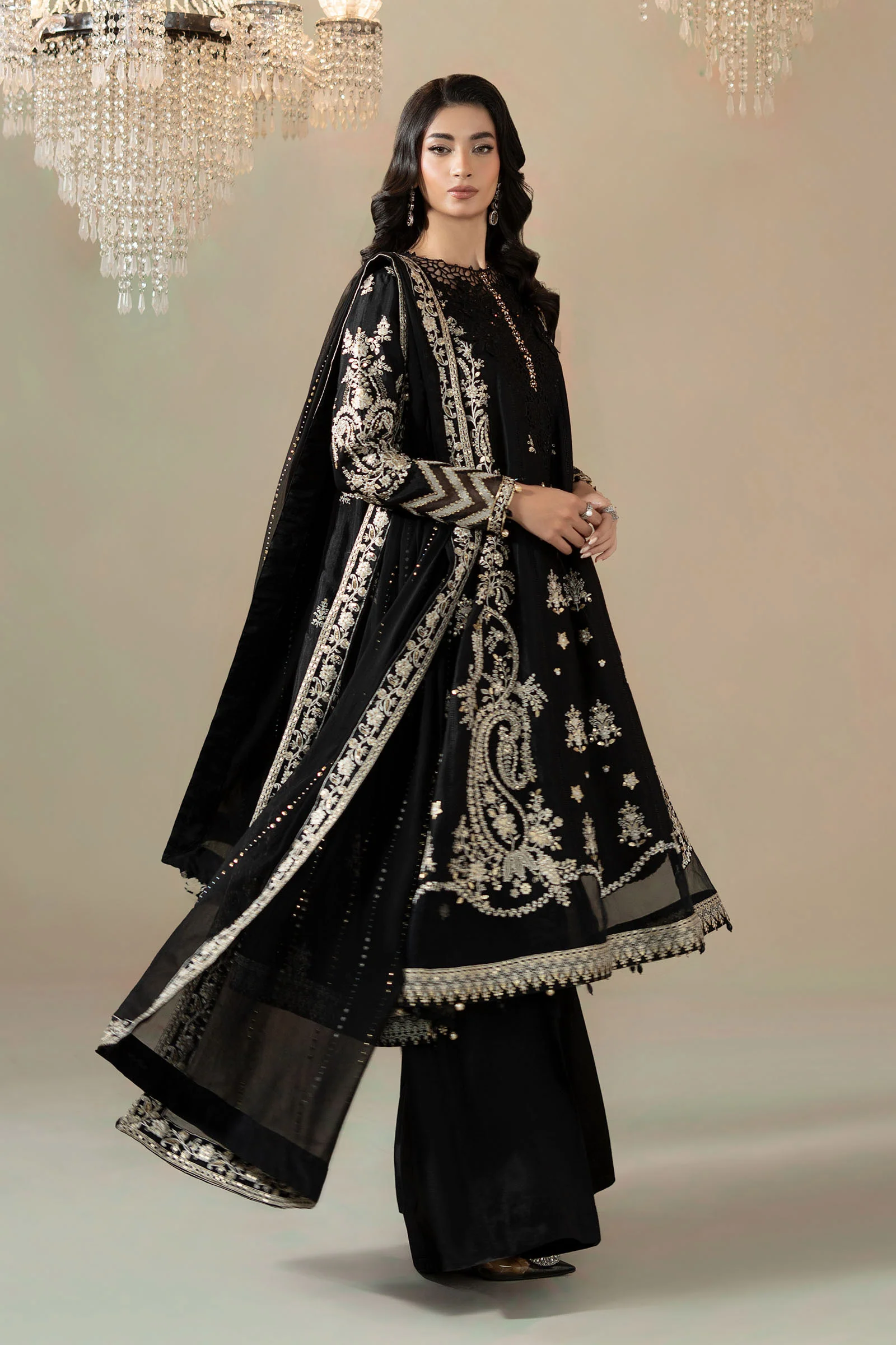 3 Piece Embroidered Raw Silk Suit - Image 6