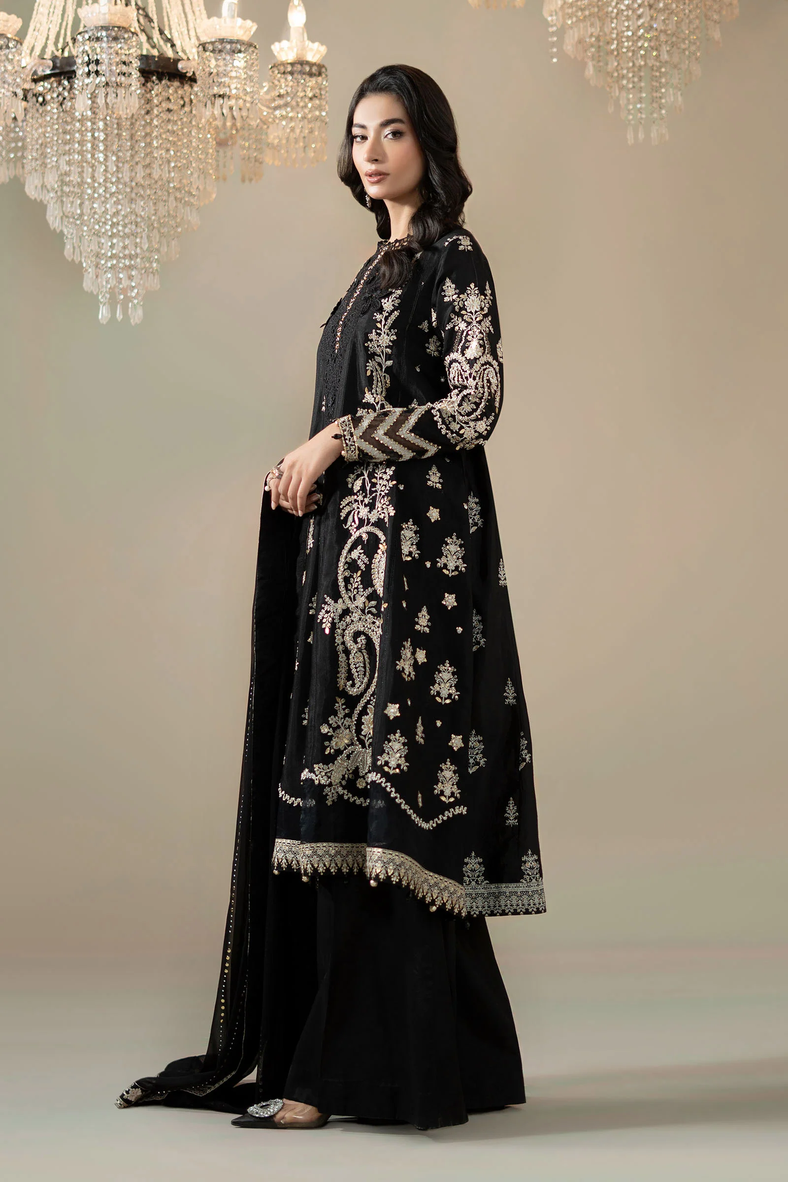 3 Piece Embroidered Raw Silk Suit - Image 7