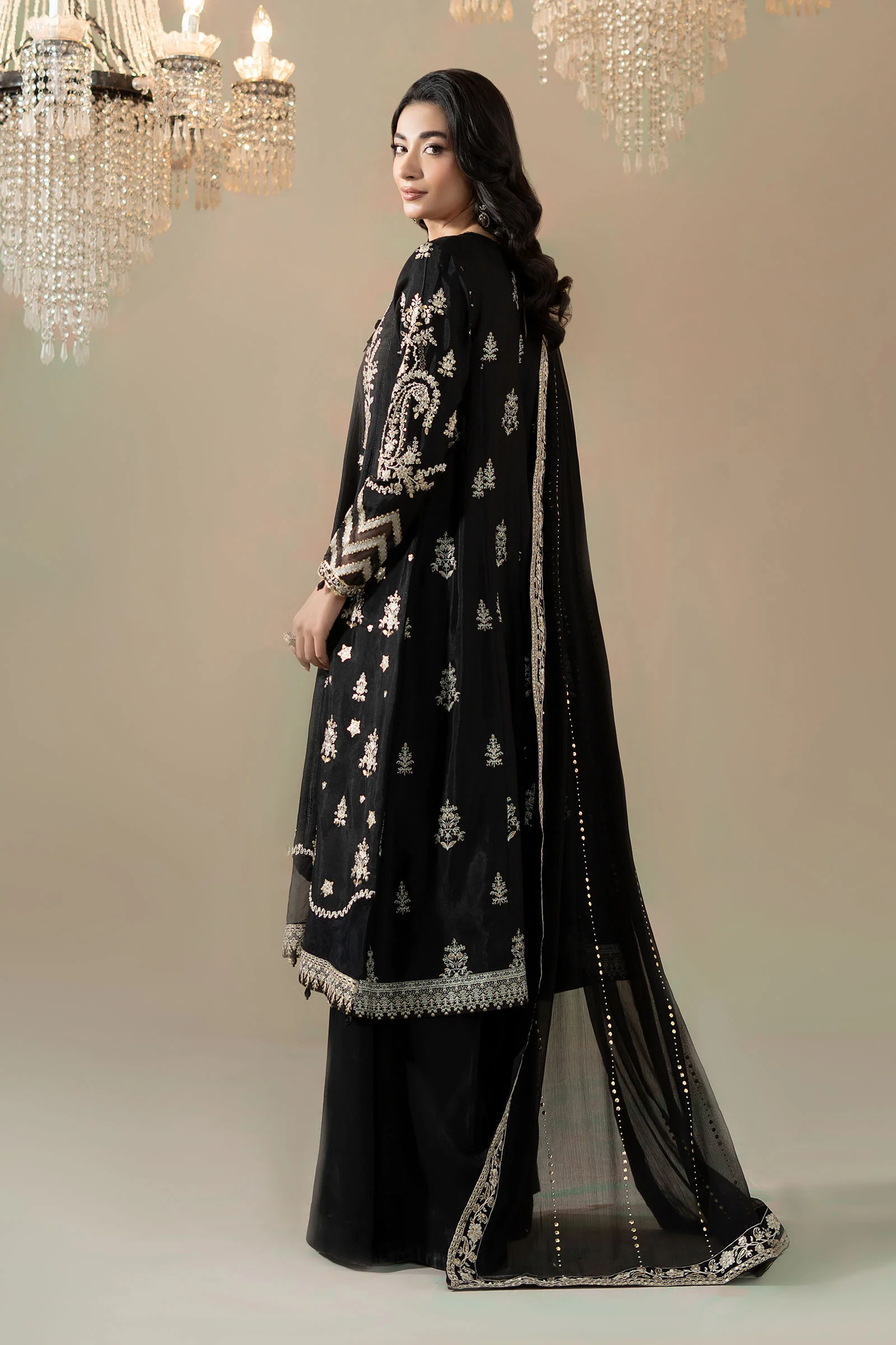 3 Piece Embroidered Raw Silk Suit - Image 8