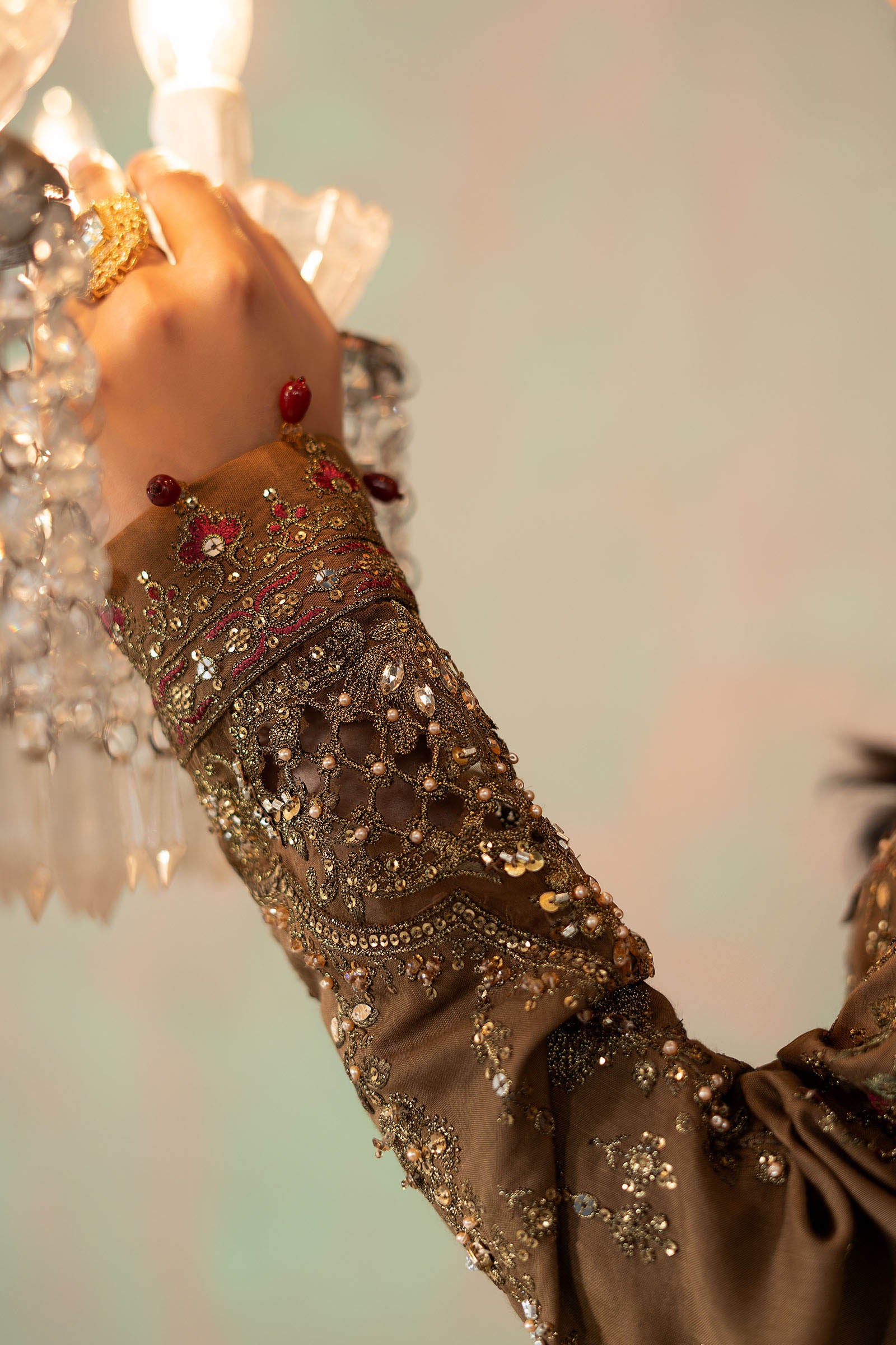 3 Piece Embroidered Raw Silk Suit - Image 4