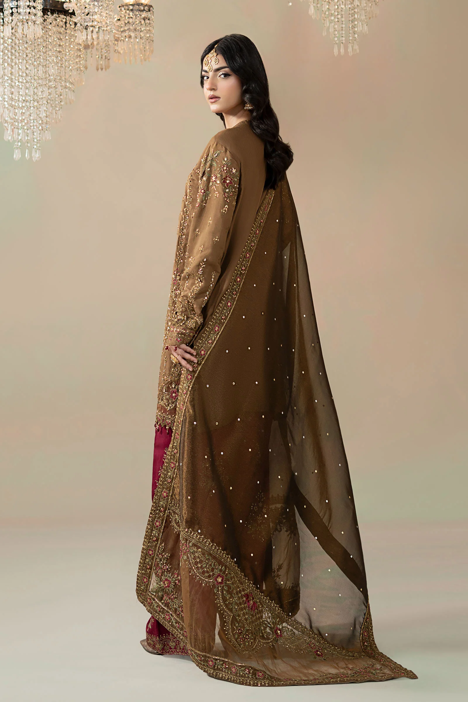 3 Piece Embroidered Raw Silk Suit - Image 9